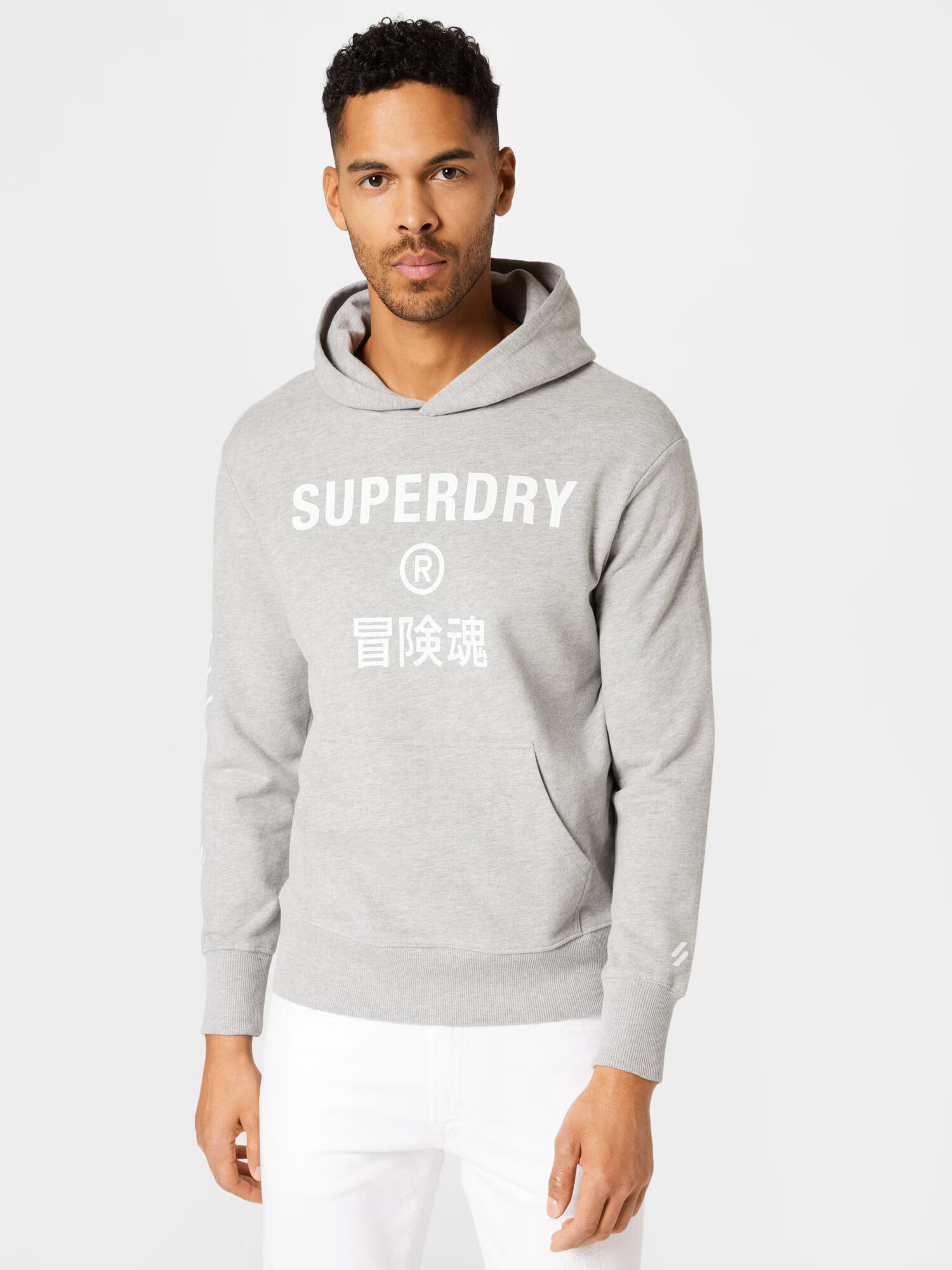 Superdry Športna majica pegasto siva / bela - Pepit.si