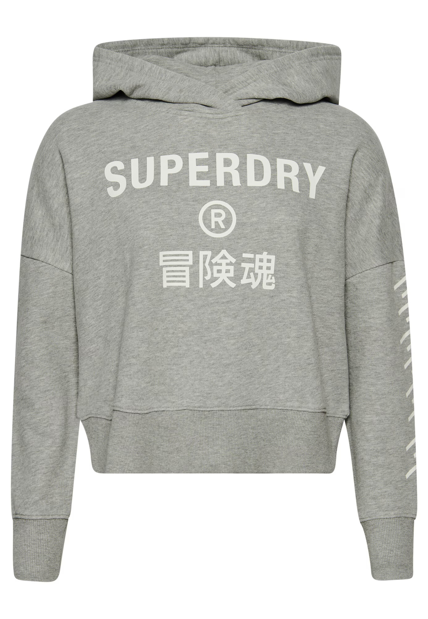 Superdry Majica pegasto siva / bela - Pepit.si