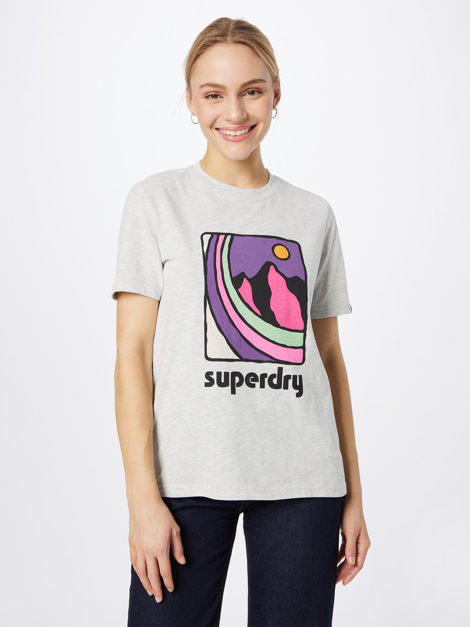 Superdry Majica pegasto siva / lila / roza / črna - Pepit.si