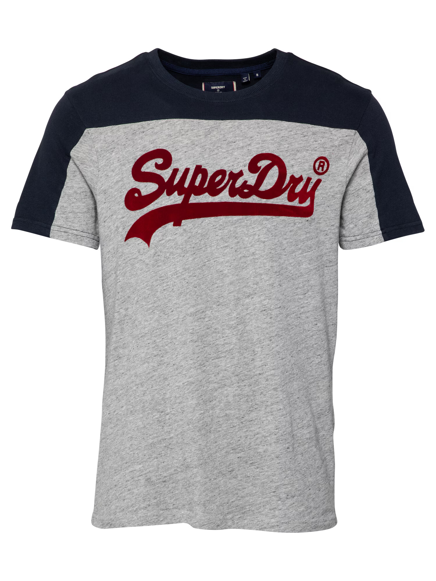 Superdry Majica mornarska / pegasto siva / vinsko rdeča - Pepit.si