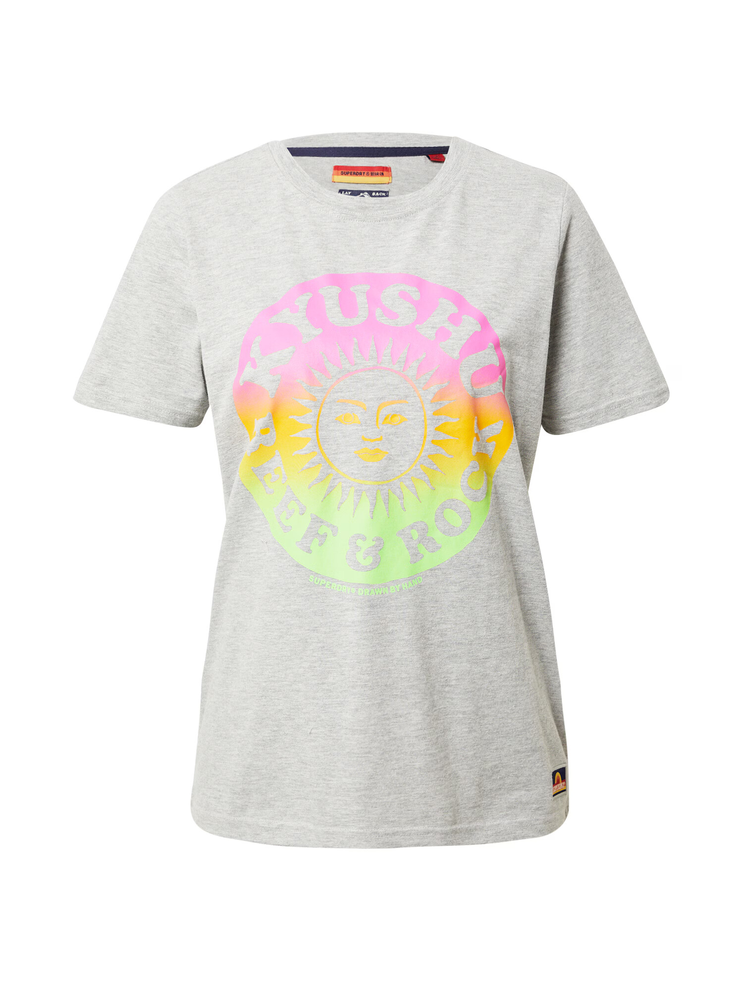 Superdry Majica roza / rumena / svetlo zelena / siva - Pepit.si