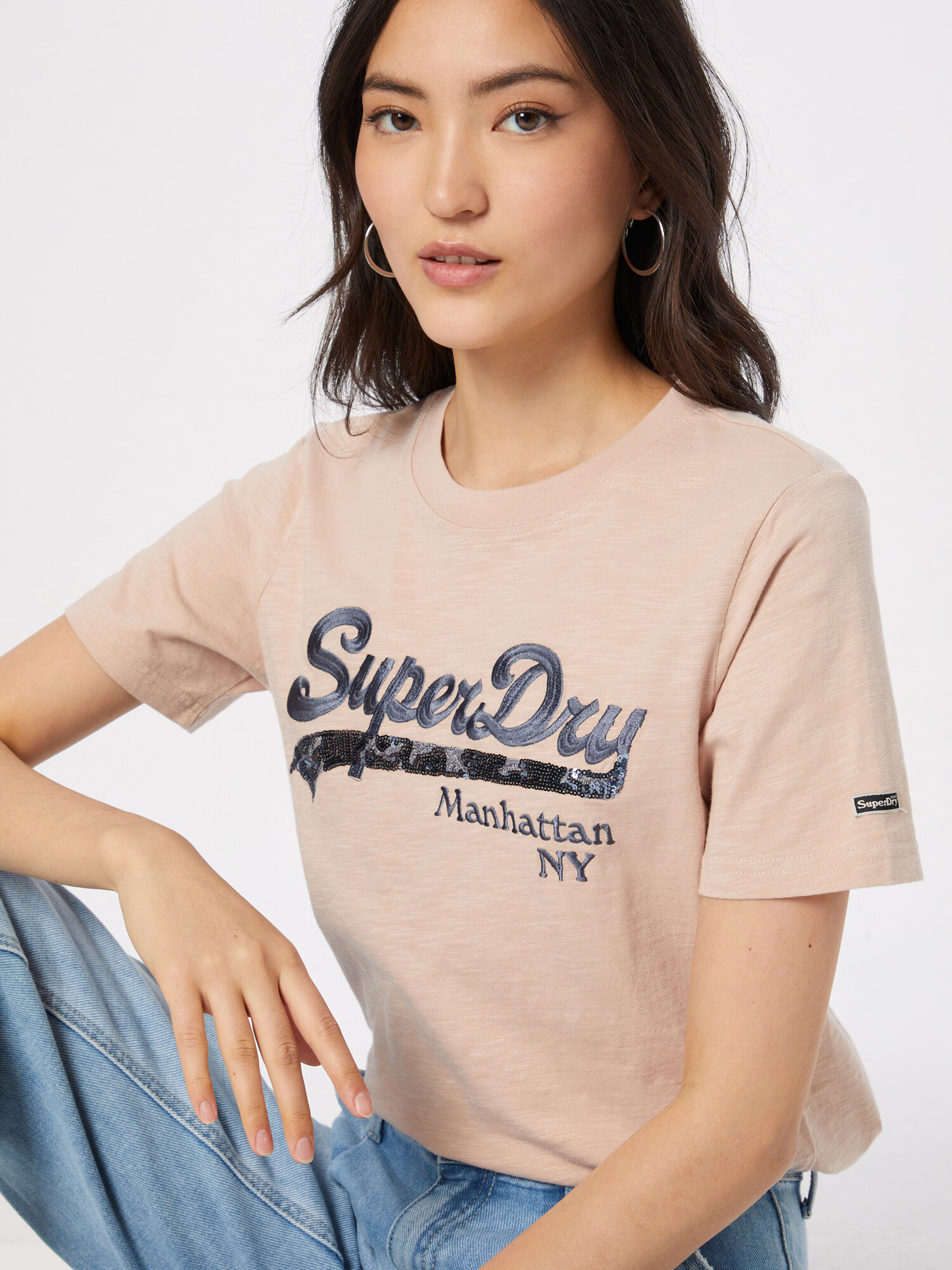 Superdry Majica srebrno-siva / staro roza / črna - Pepit.si