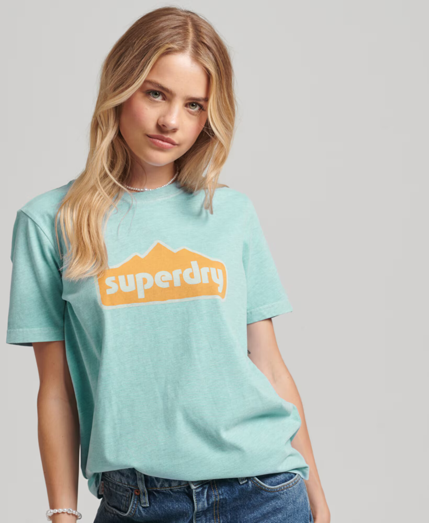 Superdry Majica svetlo modra / oranžna / bela - Pepit.si