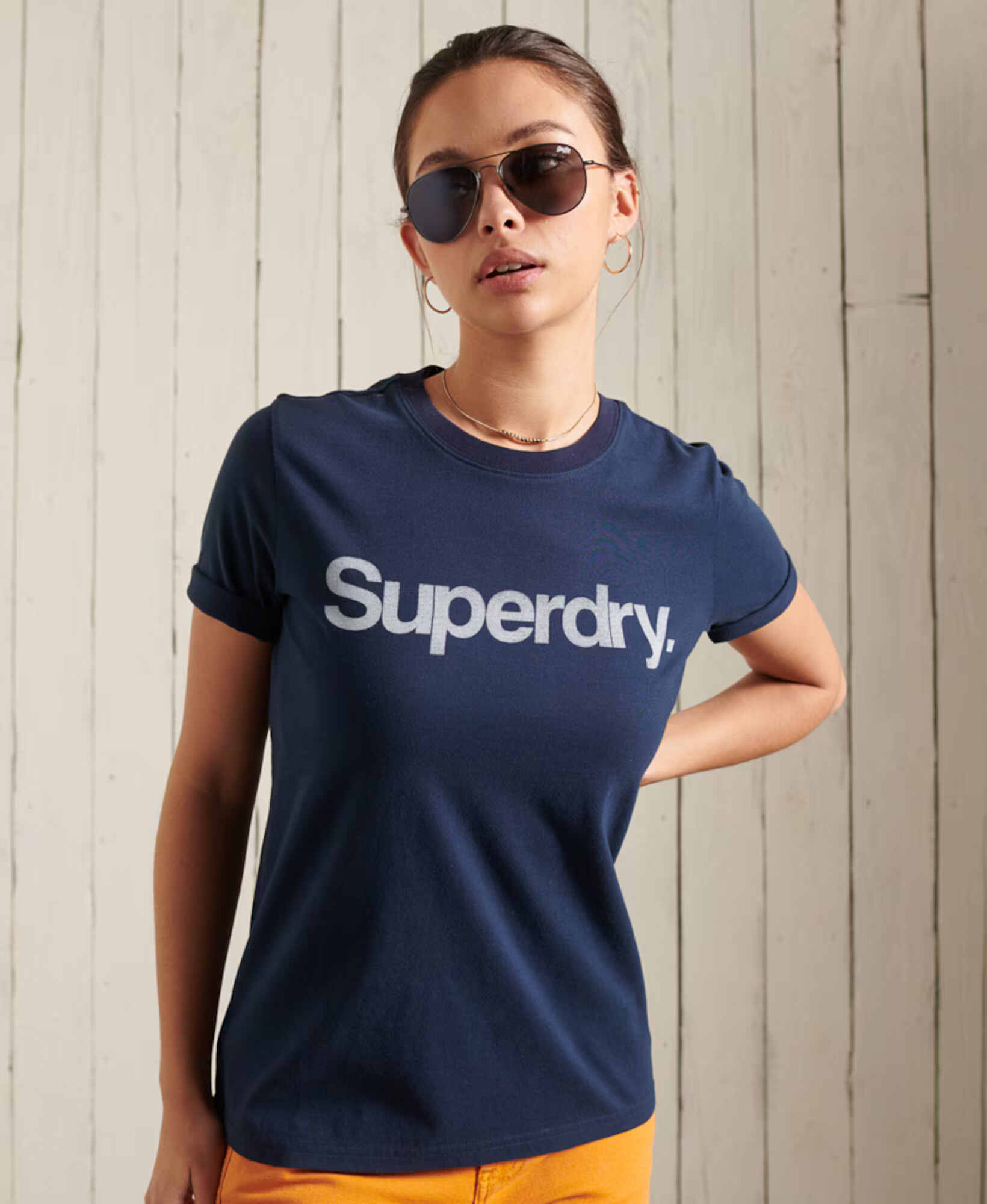 Superdry Majica temno modra / bela - Pepit.si