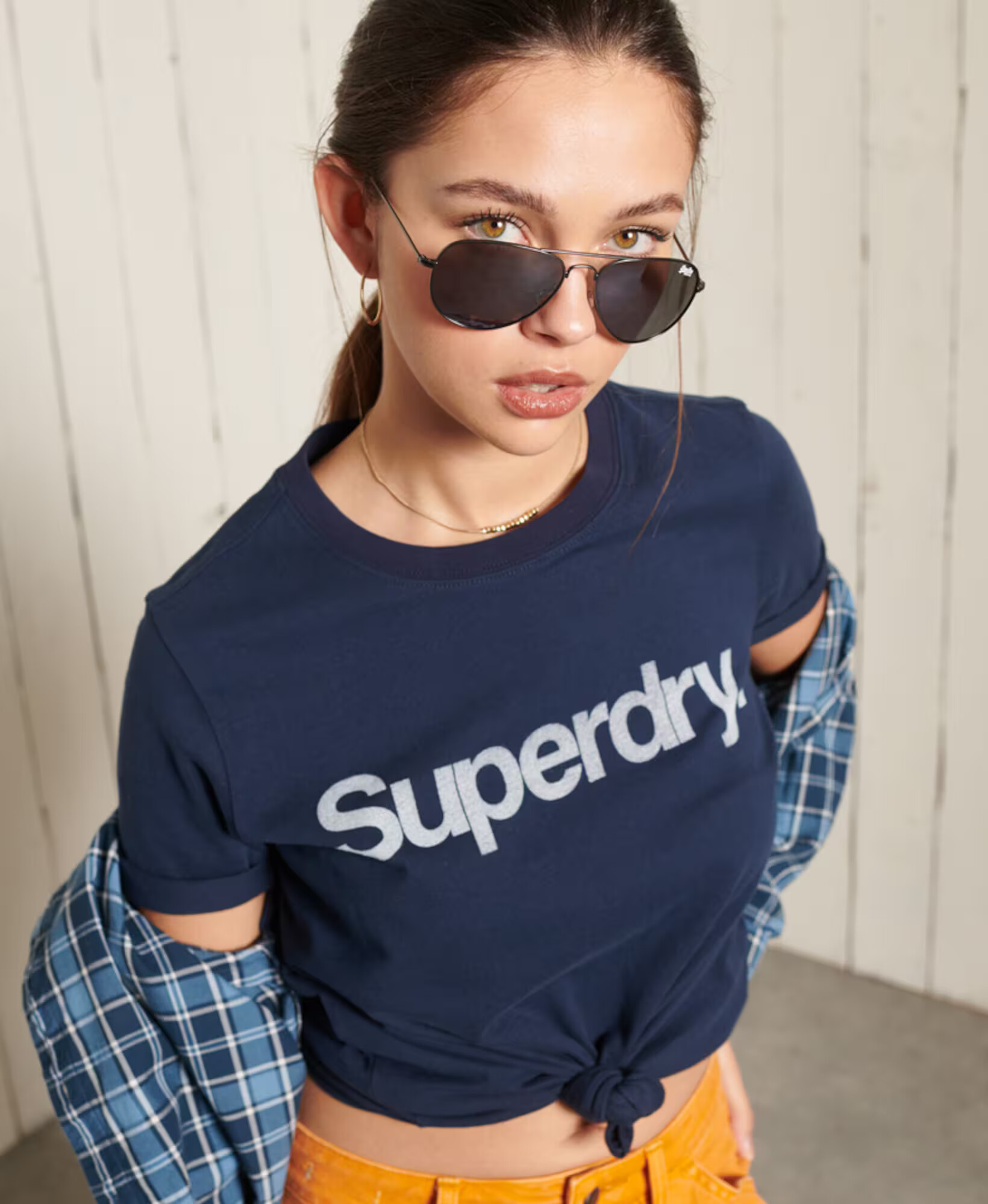 Superdry Majica temno modra / bela - Pepit.si