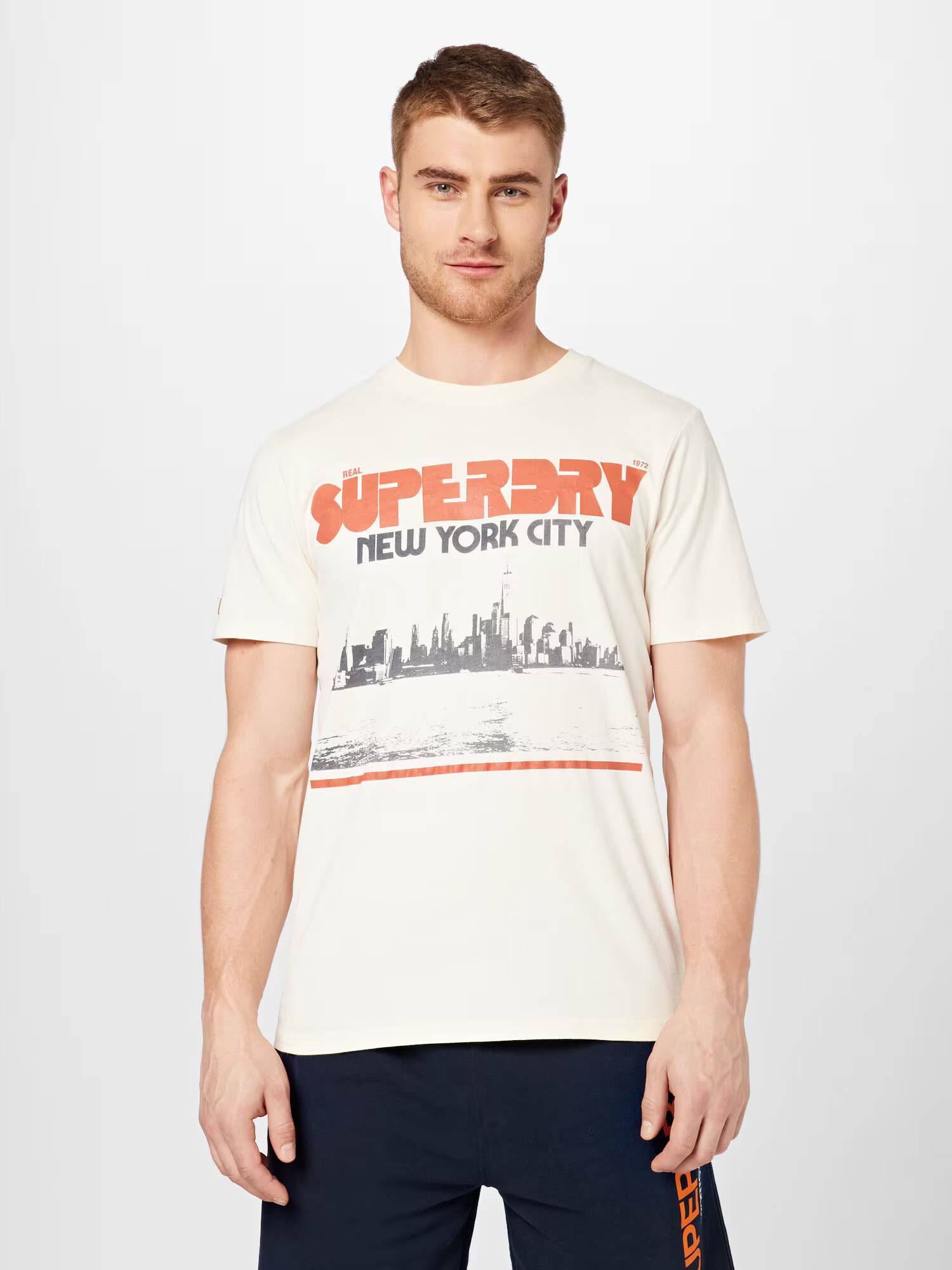 Superdry Majica temno siva / svetlo rdeča / off-bela - Pepit.si