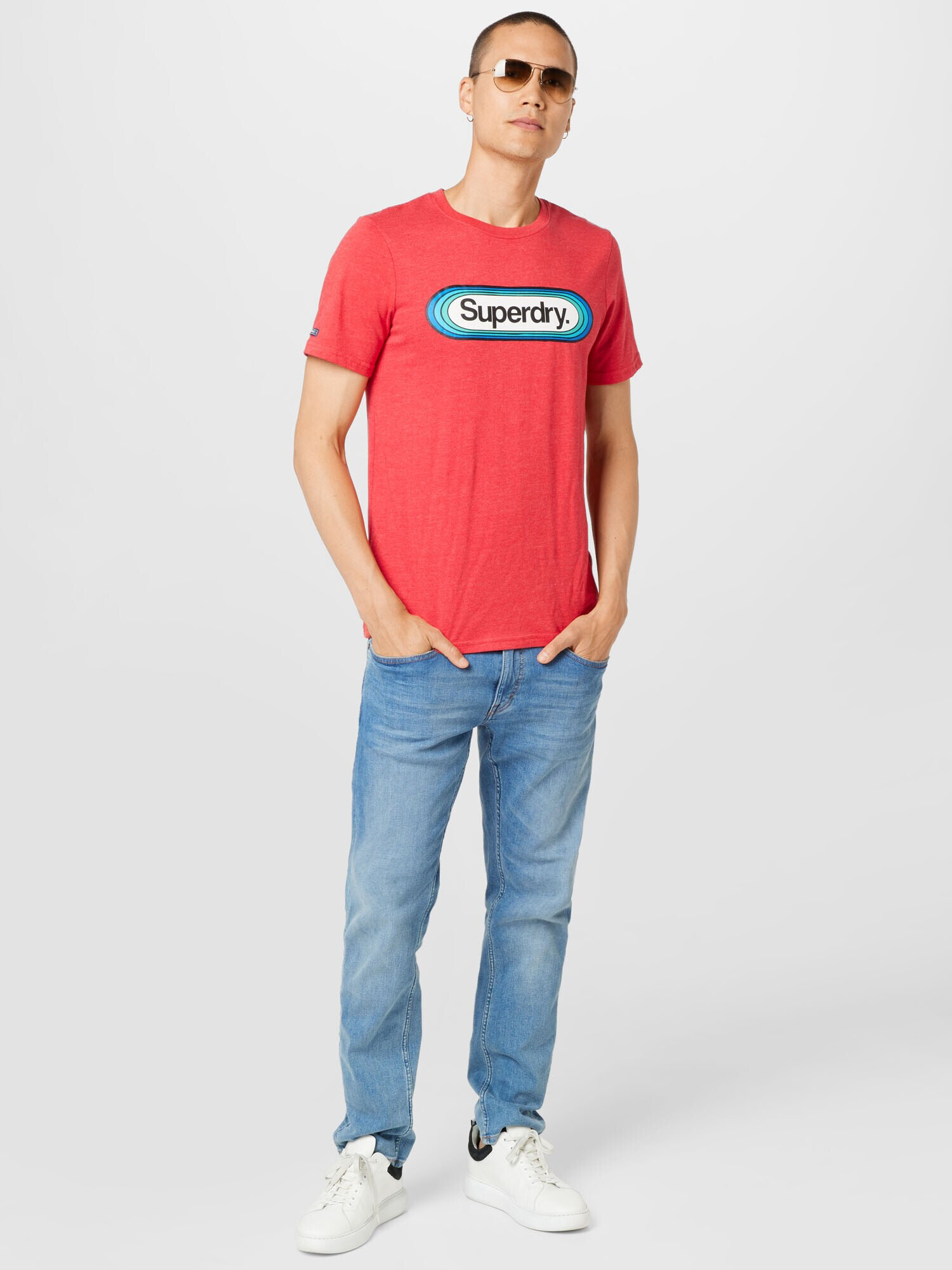 Superdry Majica turkizna / temno modra / krvavo rdeča / bela - Pepit.si