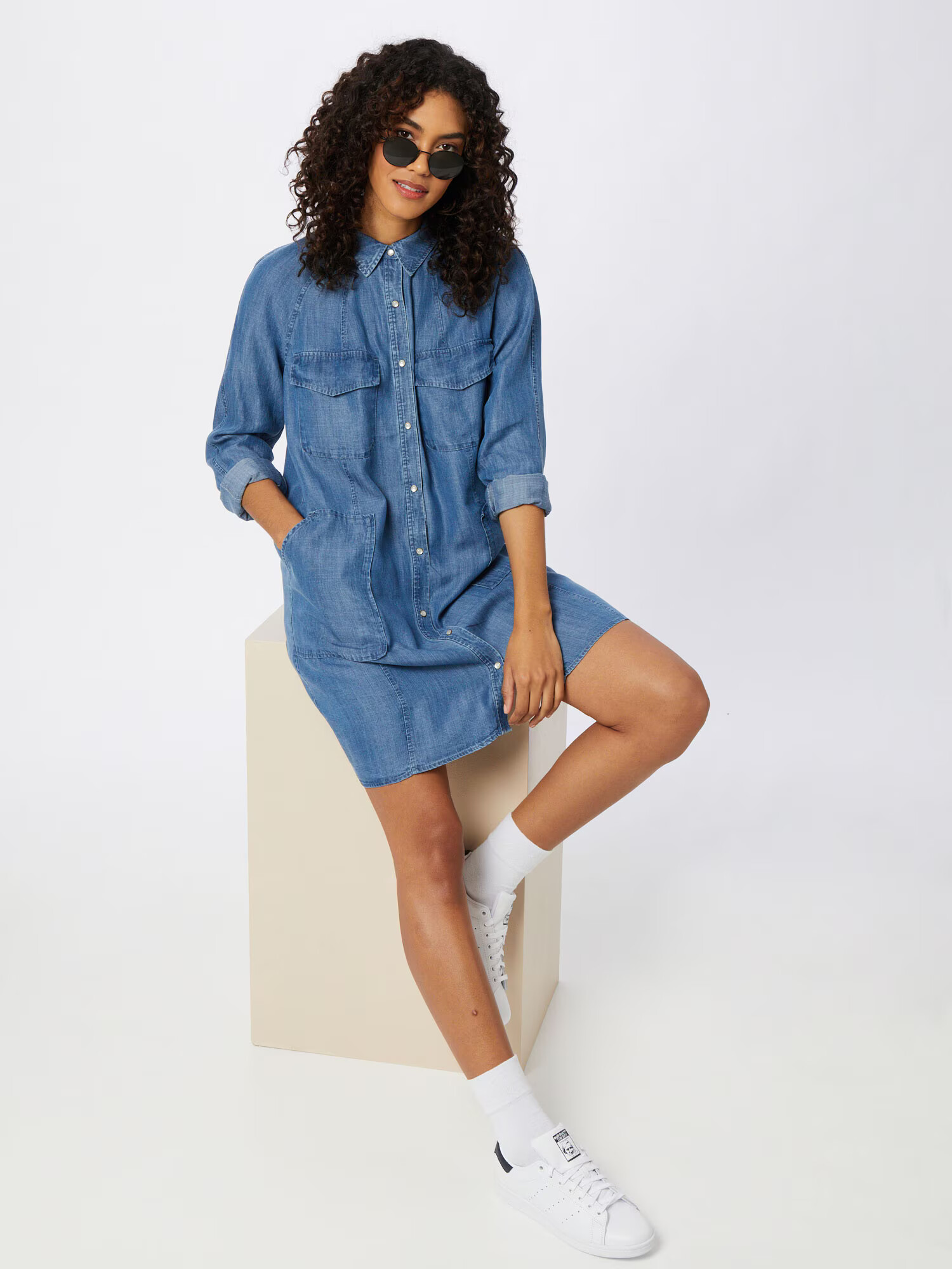 Superdry Poletna obleka 'TENCEL OVERSIZED SHIRT DRESS' modra - Pepit.si