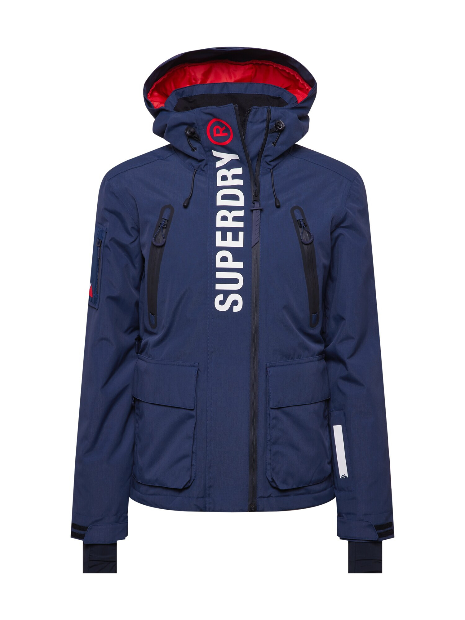 Superdry Snow Zunanja jakna 'Ultimate Rescue' marine / bela / črna / rdeča - Pepit.si