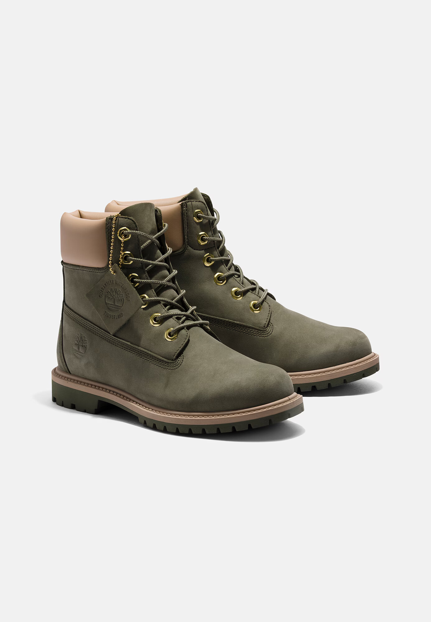 TIMBERLAND Gležnarji z vezalkami bež / temno zelena - Pepit.si