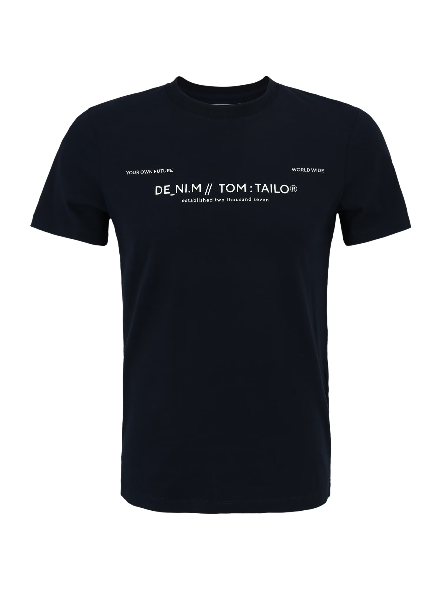 TOM TAILOR DENIM Majica nočno modra / off-bela - Pepit.si