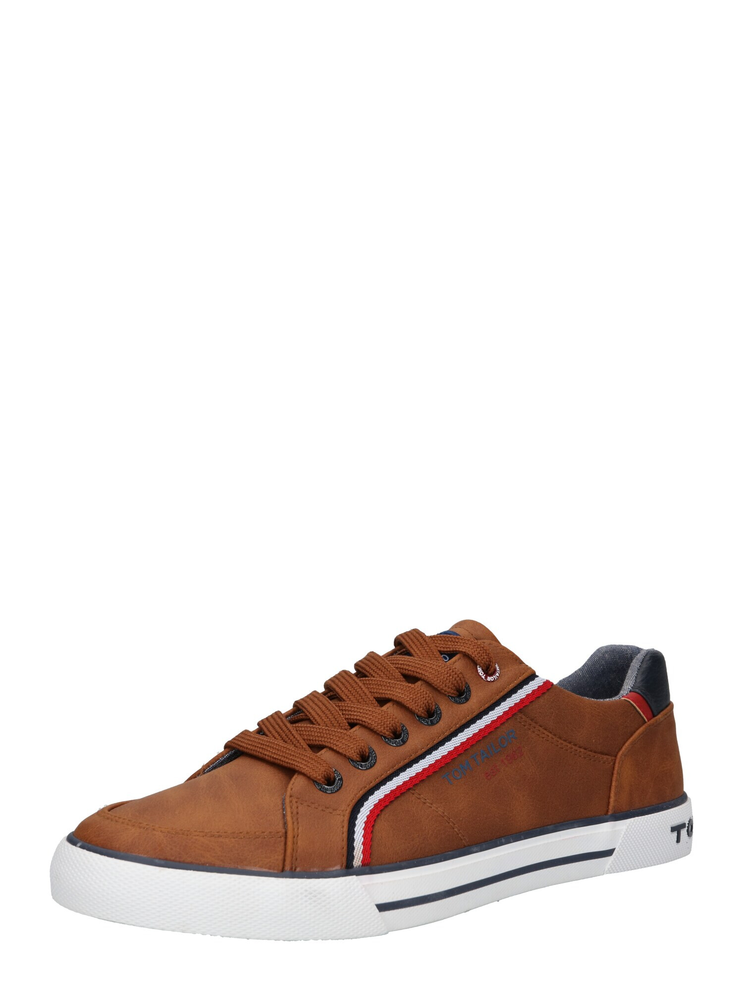 TOM TAILOR Sneaker temno rjava / bela / rdeča / mornarska - Pepit.si