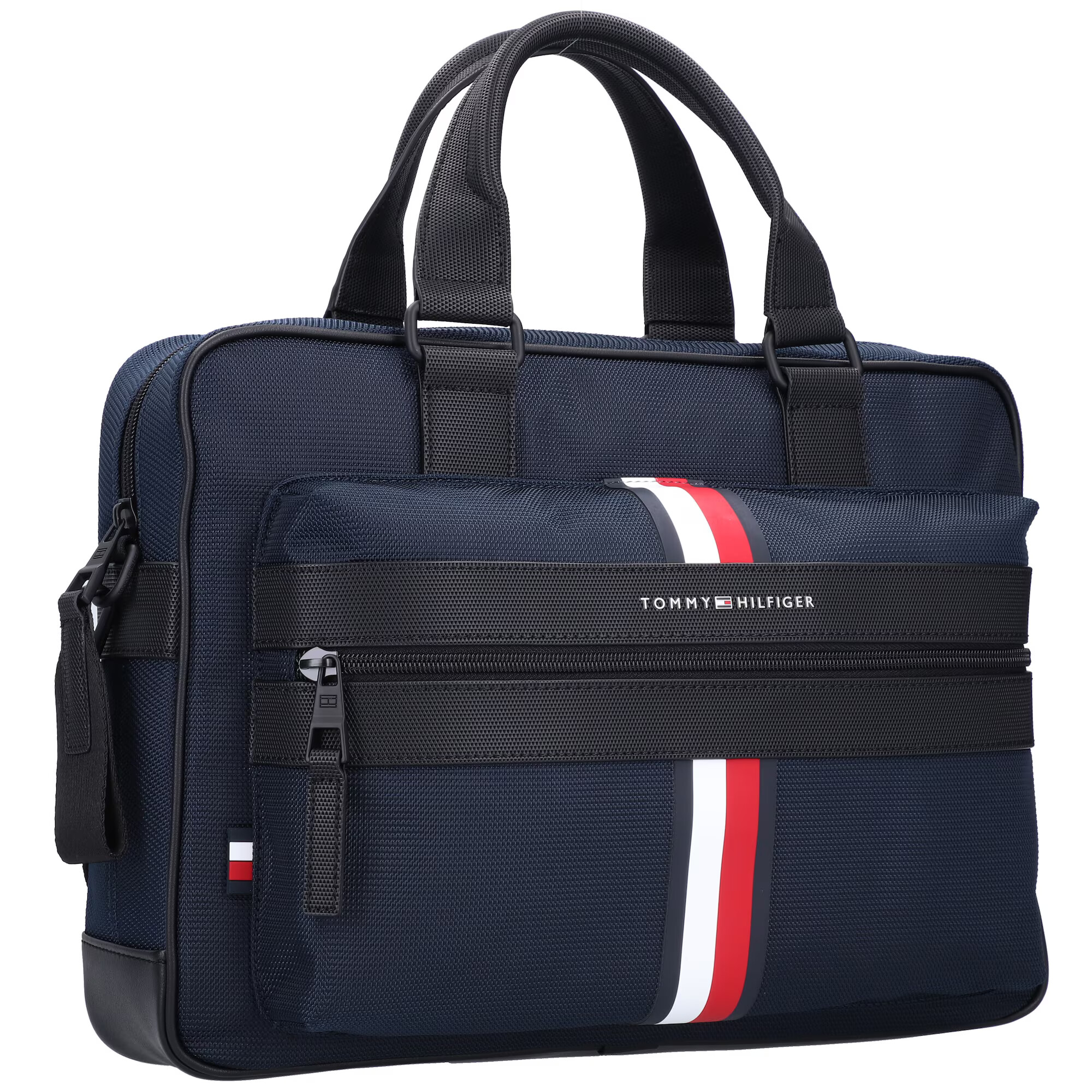 TOMMY HILFIGER Aktovka 'Elevated' temno modra / črna / bela / rdeča - Pepit.si