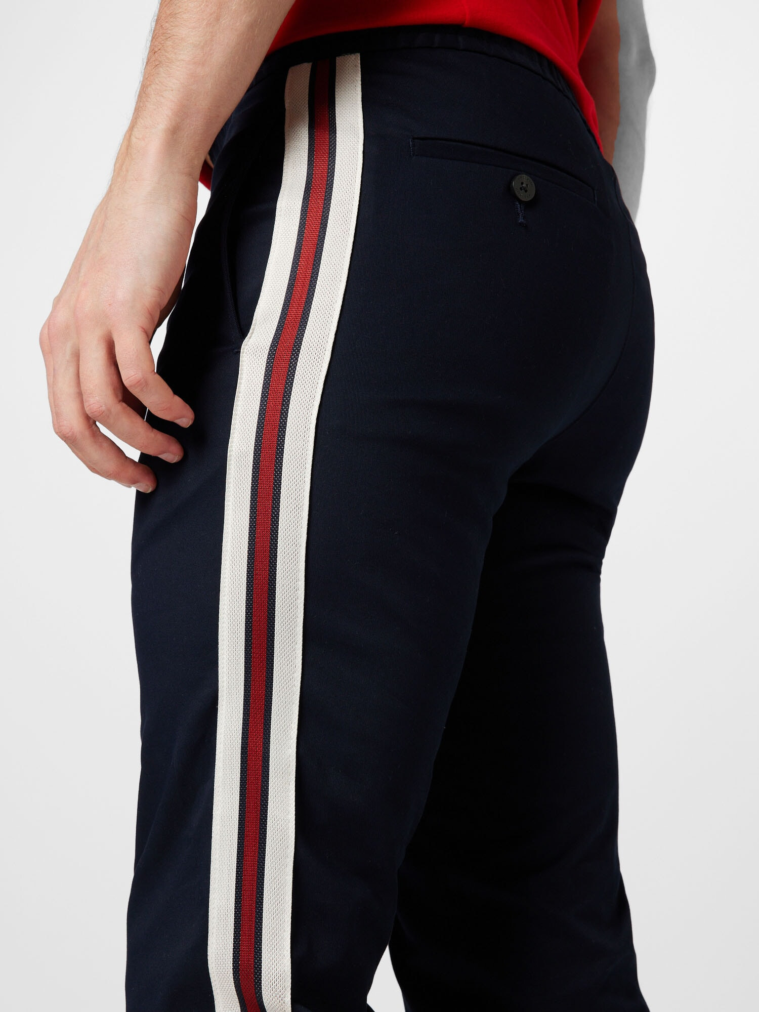 TOMMY HILFIGER Chino hlače 'Chelsea' marine / rdeča / bela - Pepit.si