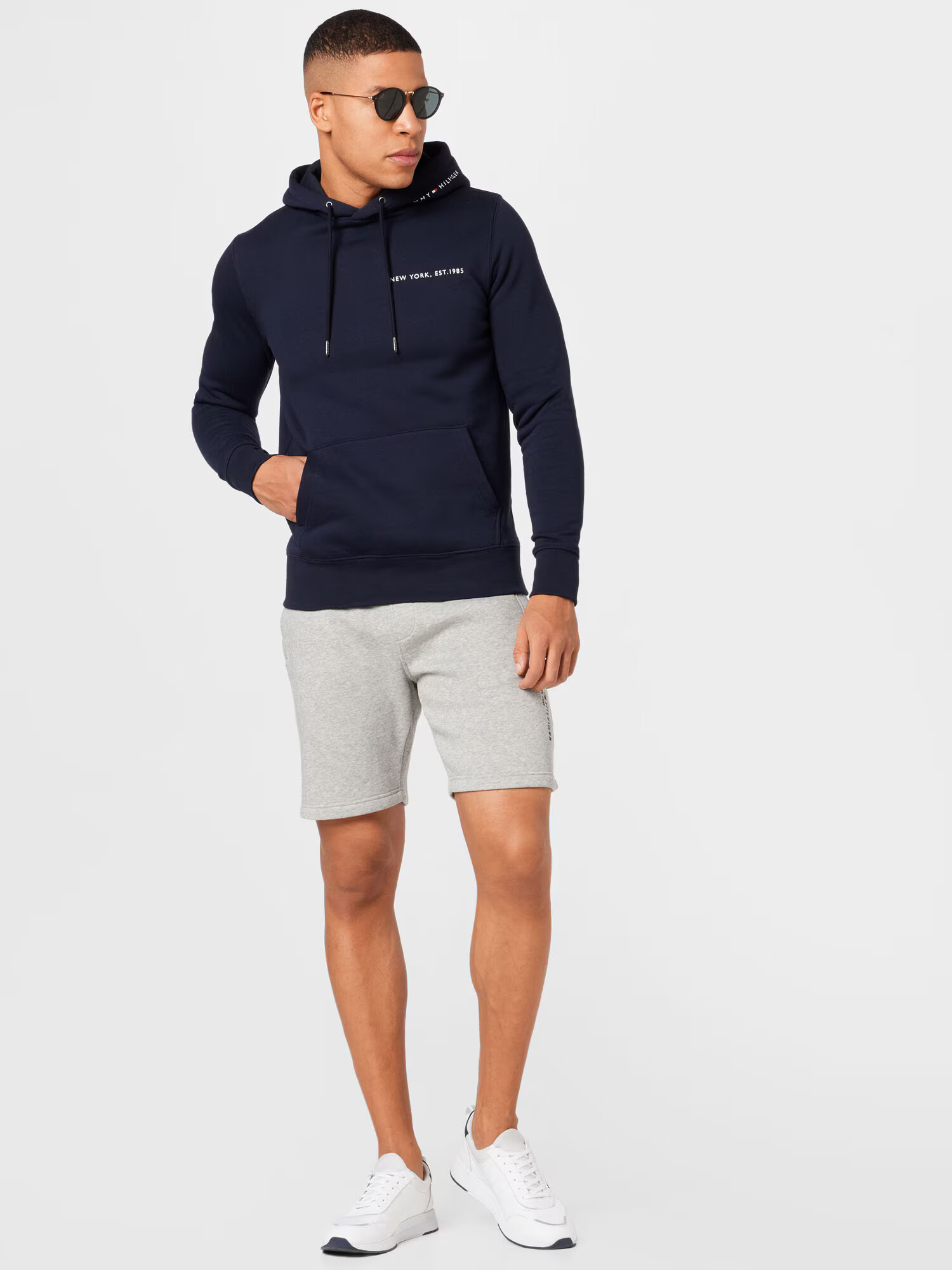 TOMMY HILFIGER Hlače marine / pegasto siva / rdeča / bela - Pepit.si