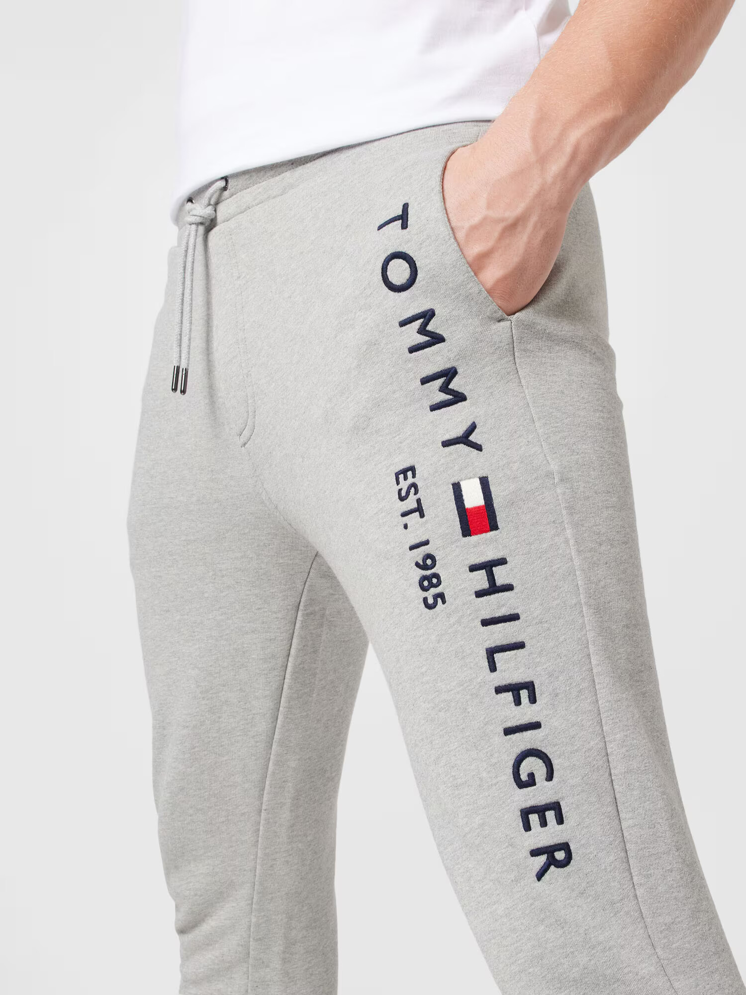 TOMMY HILFIGER Hlače mornarska / siva / rdeča / bela - Pepit.si