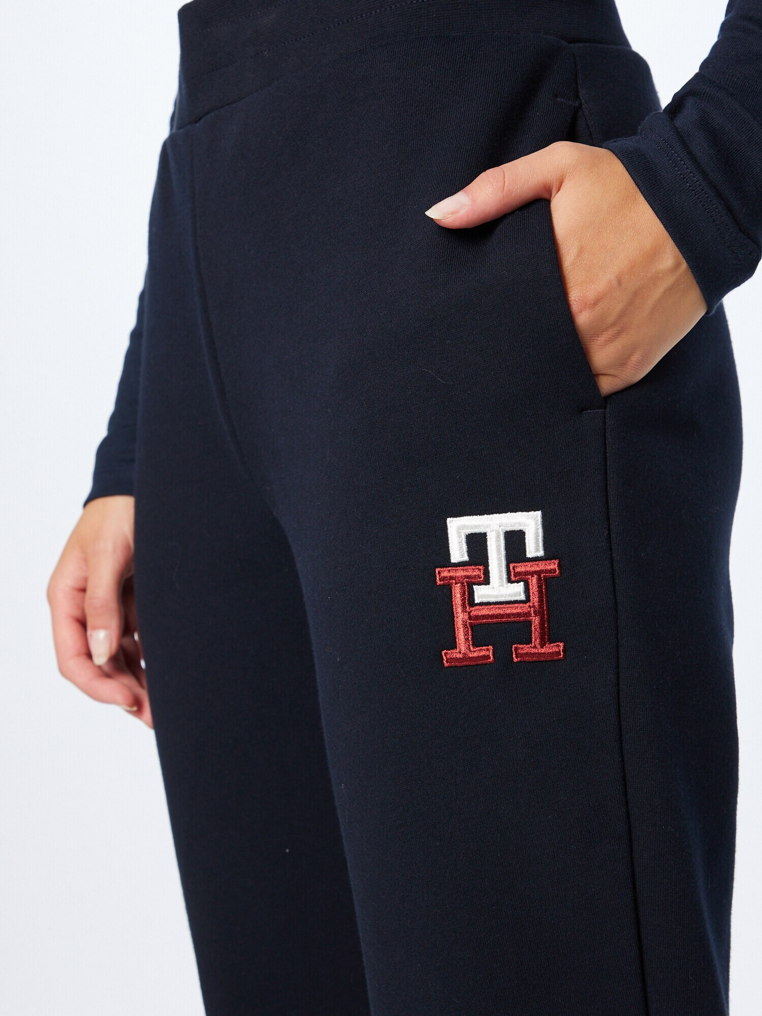 TOMMY HILFIGER Hlače temno modra / ognjeno rdeča / bela - Pepit.si