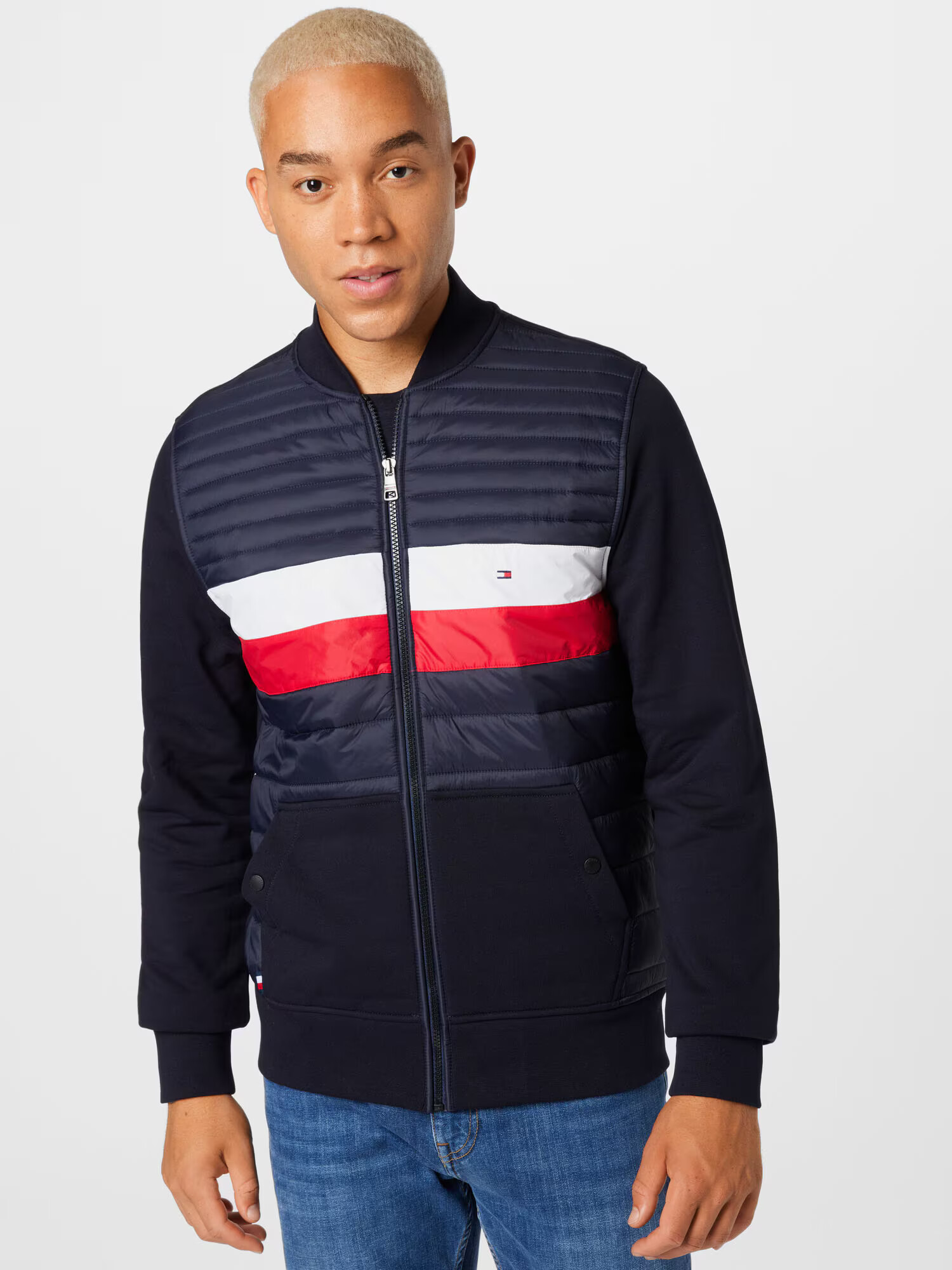 TOMMY HILFIGER Jopa na zadrgo nočno modra / rdeča / bela - Pepit.si