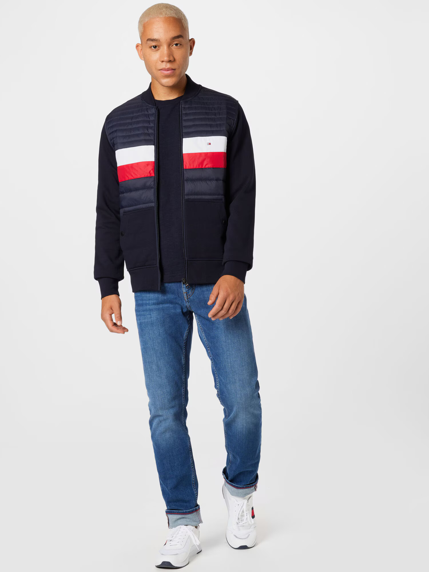 TOMMY HILFIGER Jopa na zadrgo nočno modra / rdeča / bela - Pepit.si