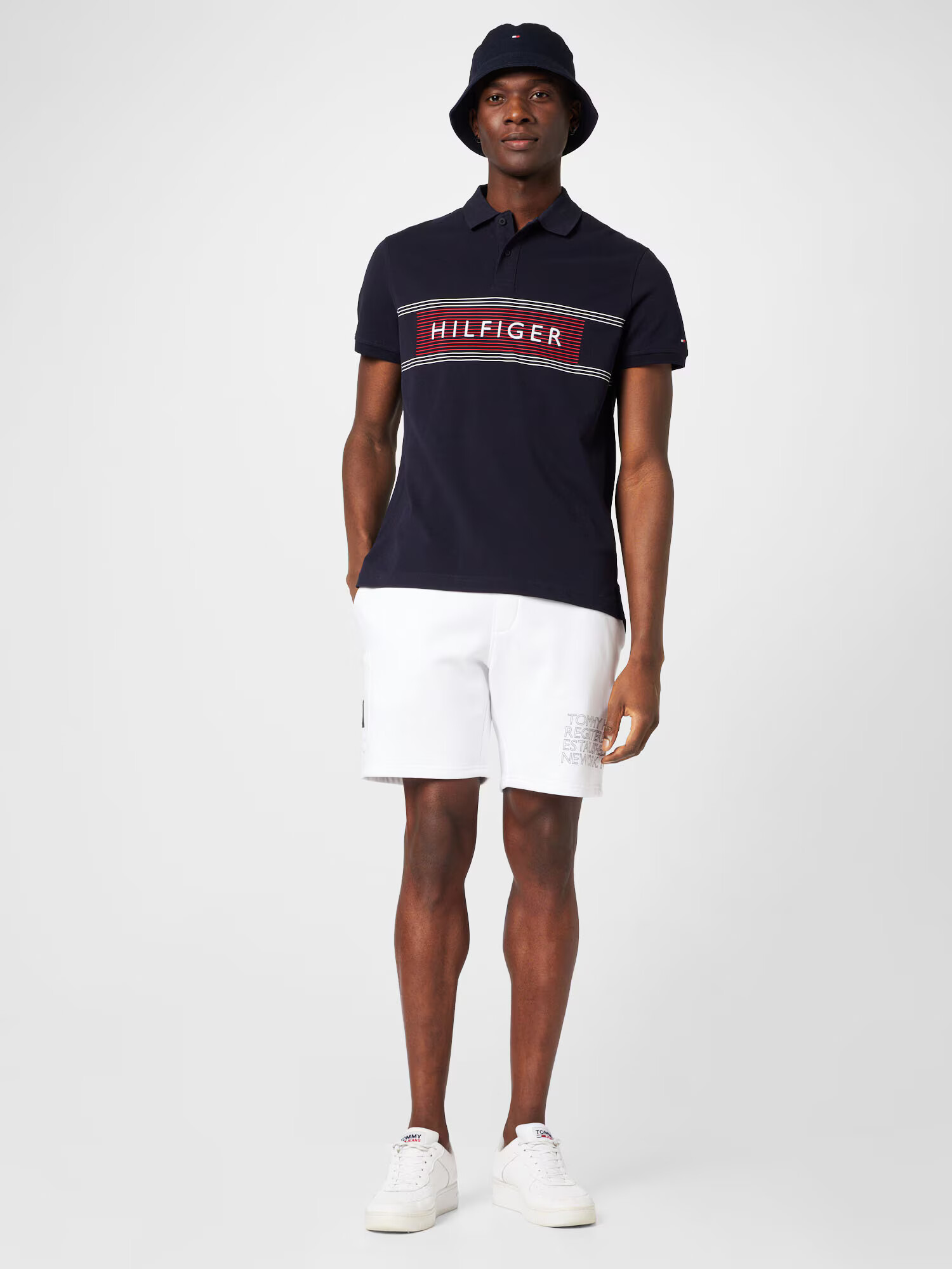 TOMMY HILFIGER Hlače črna / bela - Pepit.si