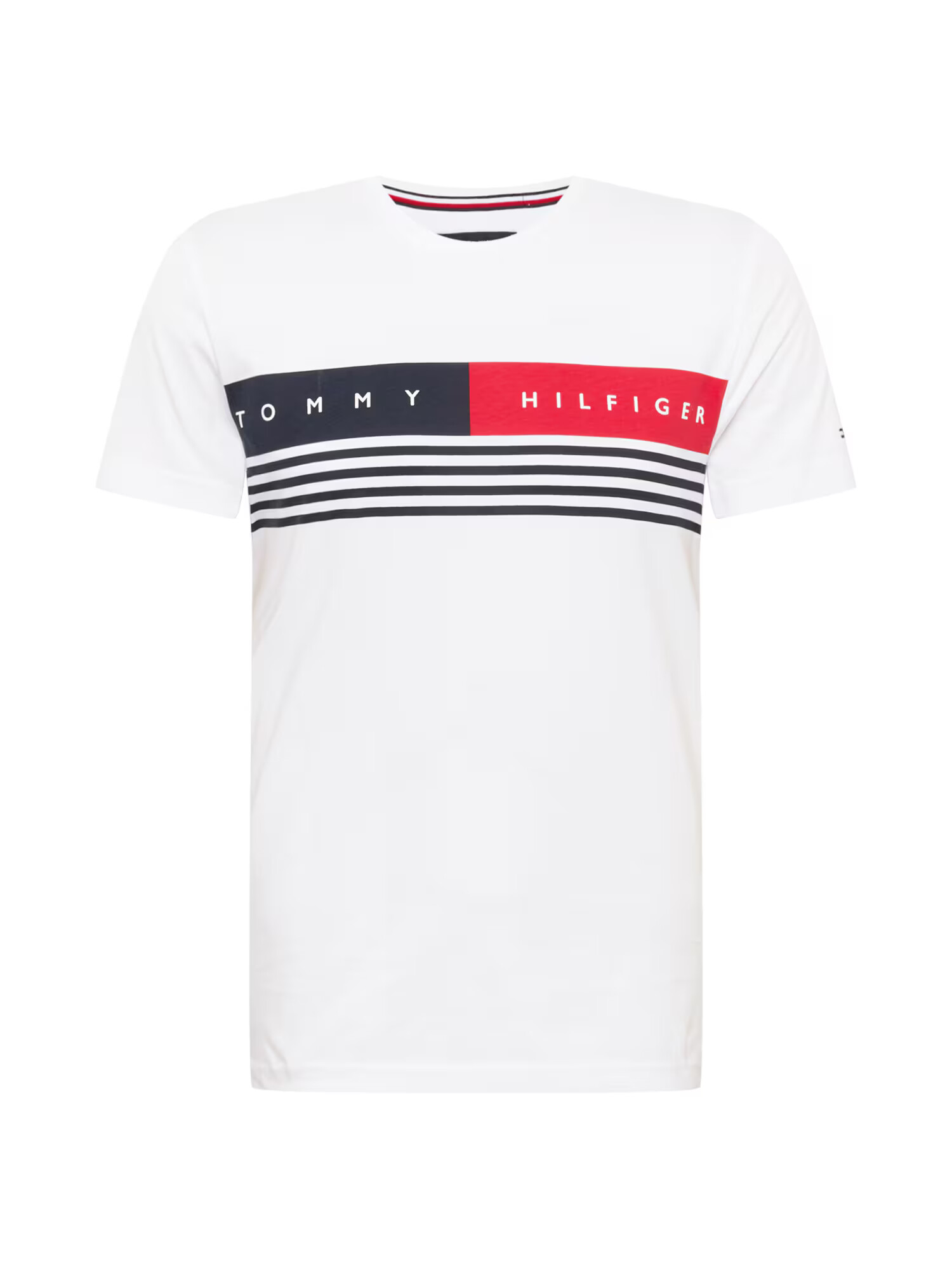 TOMMY HILFIGER Majica bela / nočno modra / rdeča - Pepit.si