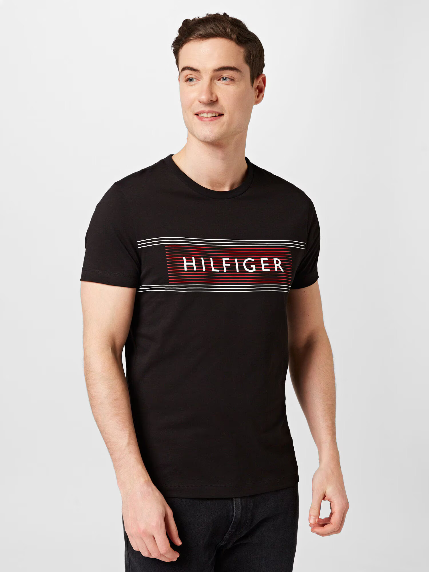 TOMMY HILFIGER Majica burgund / črna / bela - Pepit.si