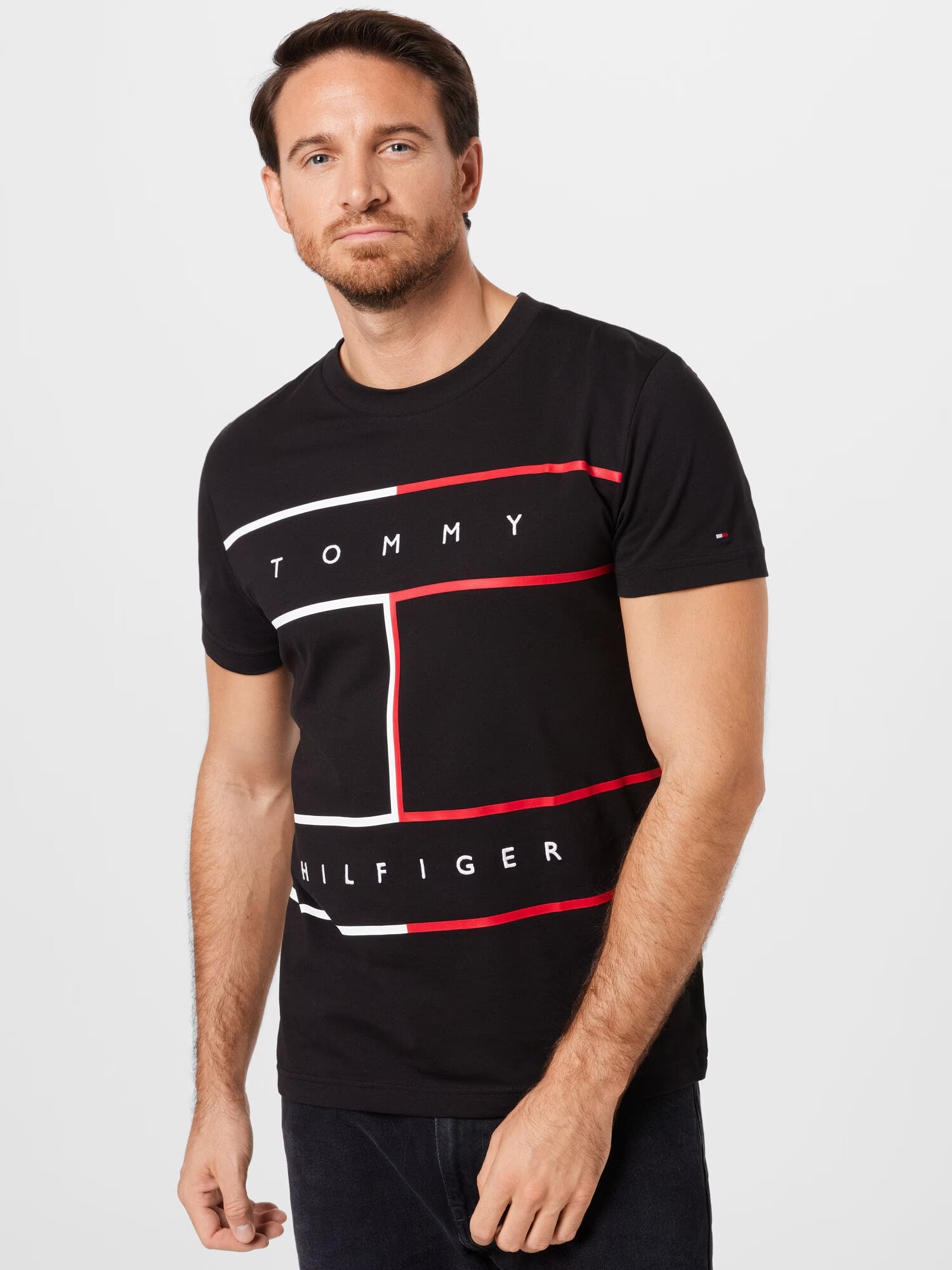 TOMMY HILFIGER Majica rdeča / črna / bela - Pepit.si