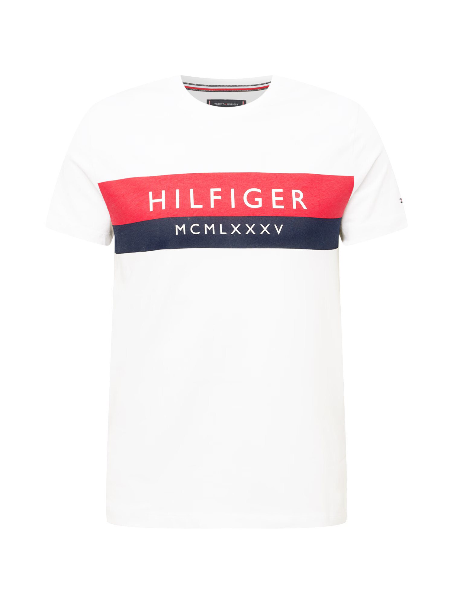 TOMMY HILFIGER Majica mornarska / ognjeno rdeča / bela - Pepit.si