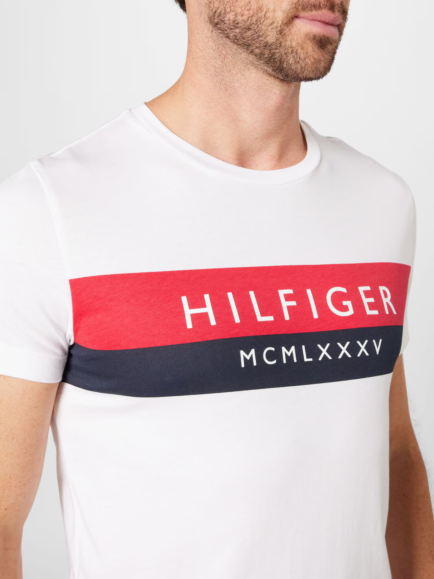 TOMMY HILFIGER Majica mornarska / ognjeno rdeča / bela - Pepit.si