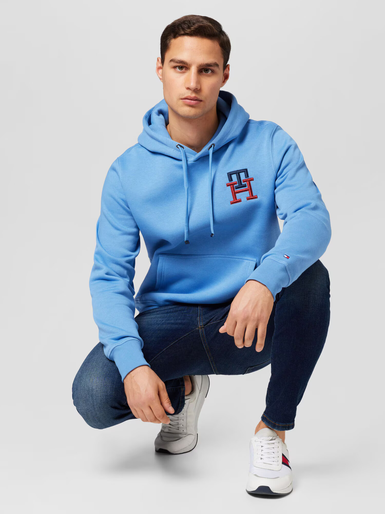 TOMMY HILFIGER Majica mornarska / azur / rdeča - Pepit.si