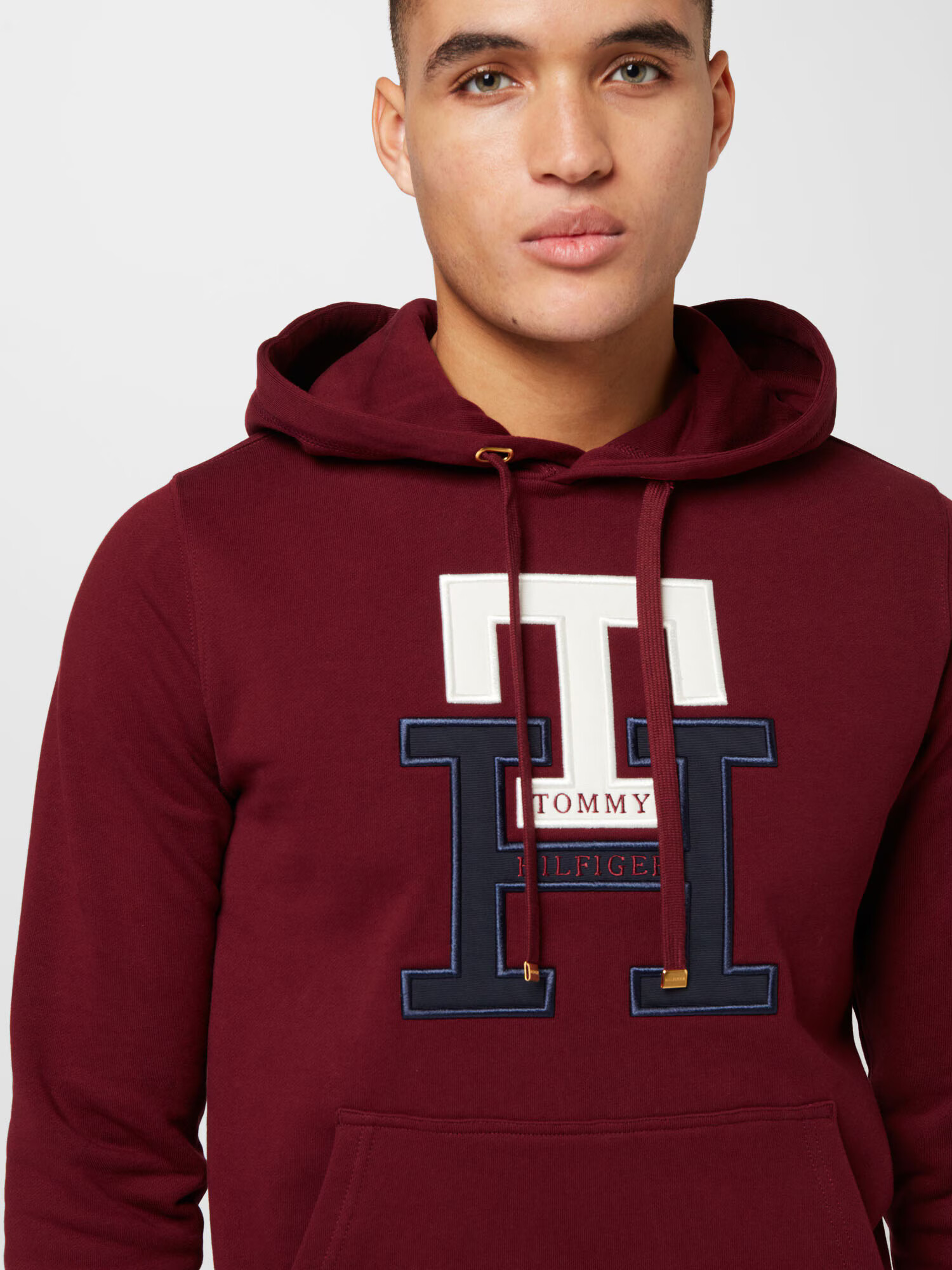 TOMMY HILFIGER Majica mornarska / bordo / bela - Pepit.si