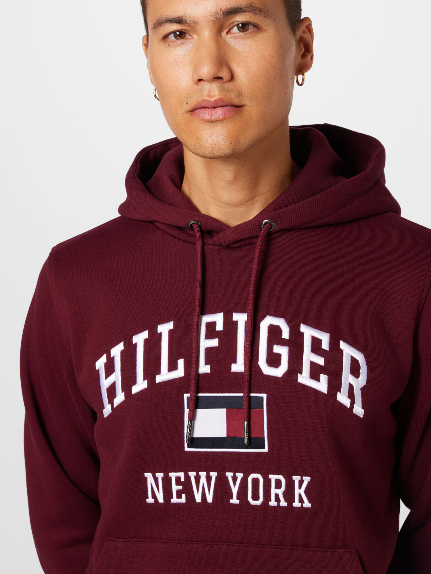 TOMMY HILFIGER Majica mornarska / bordo / off-bela - Pepit.si