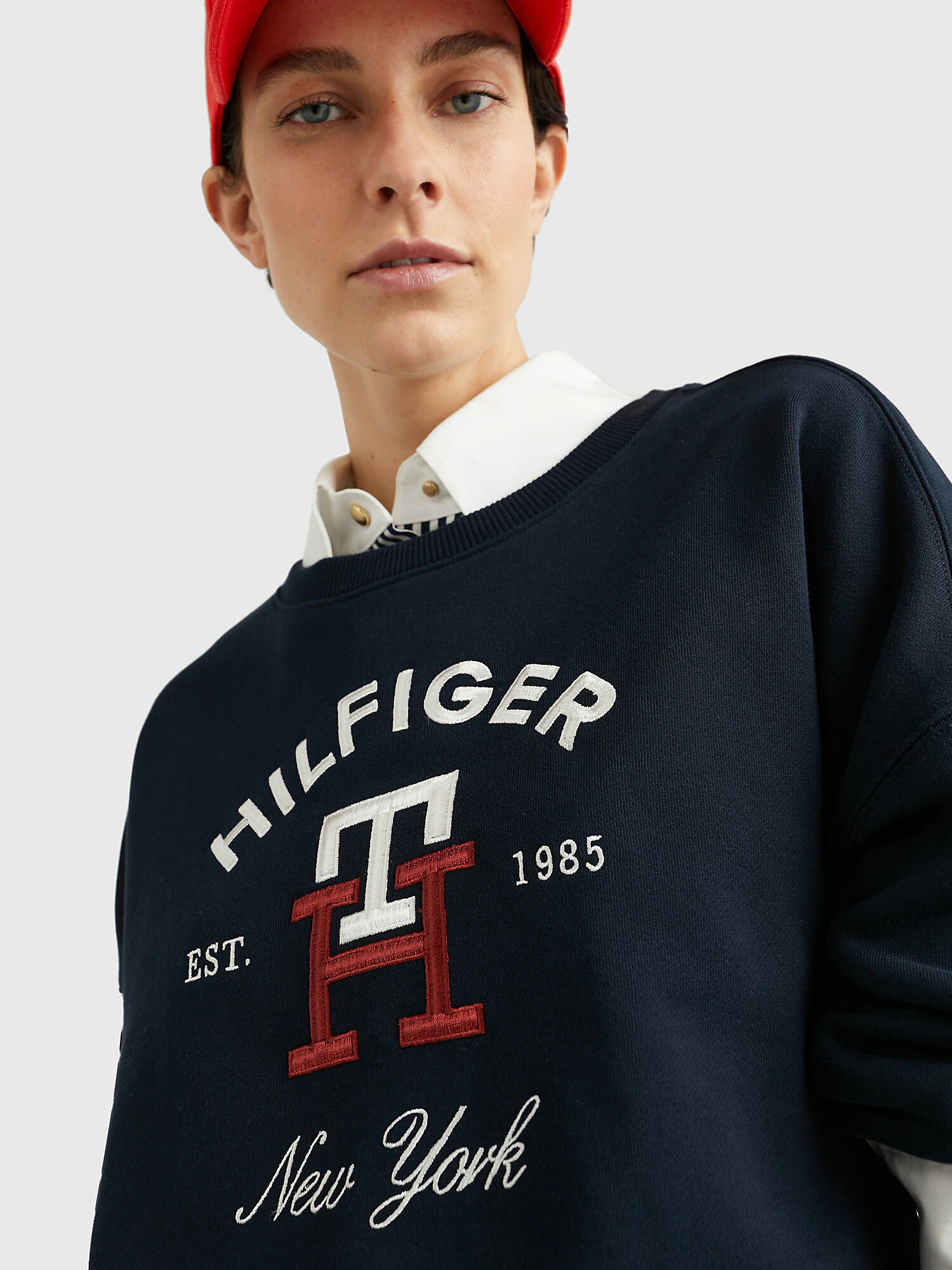 TOMMY HILFIGER Majica mornarska / rdeča / bela - Pepit.si