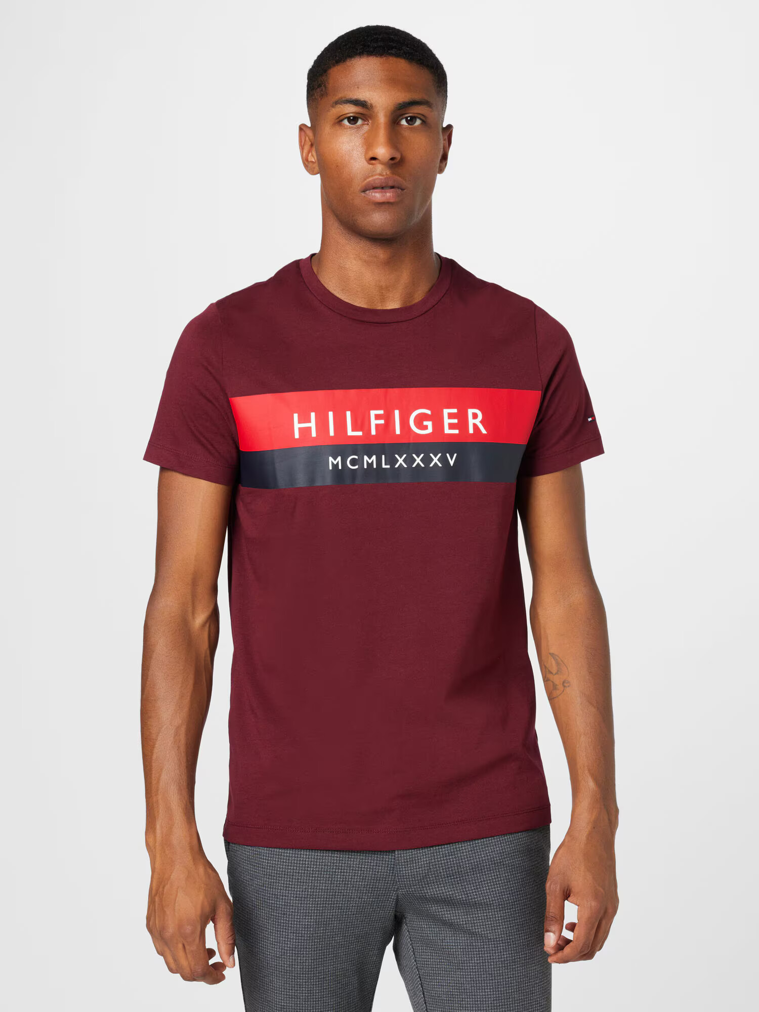 TOMMY HILFIGER Majica mornarska / rdeča / bordo / bela - Pepit.si