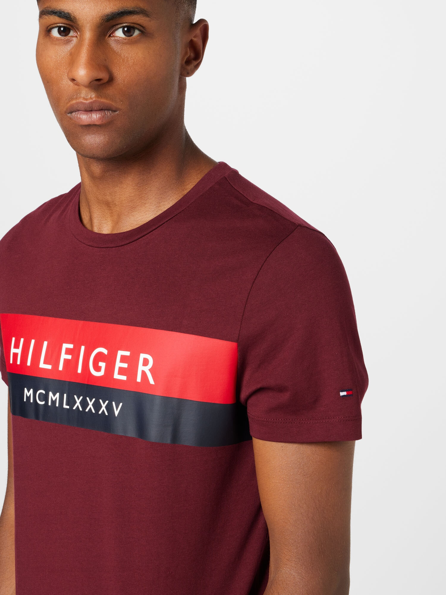 TOMMY HILFIGER Majica mornarska / rdeča / bordo / bela - Pepit.si