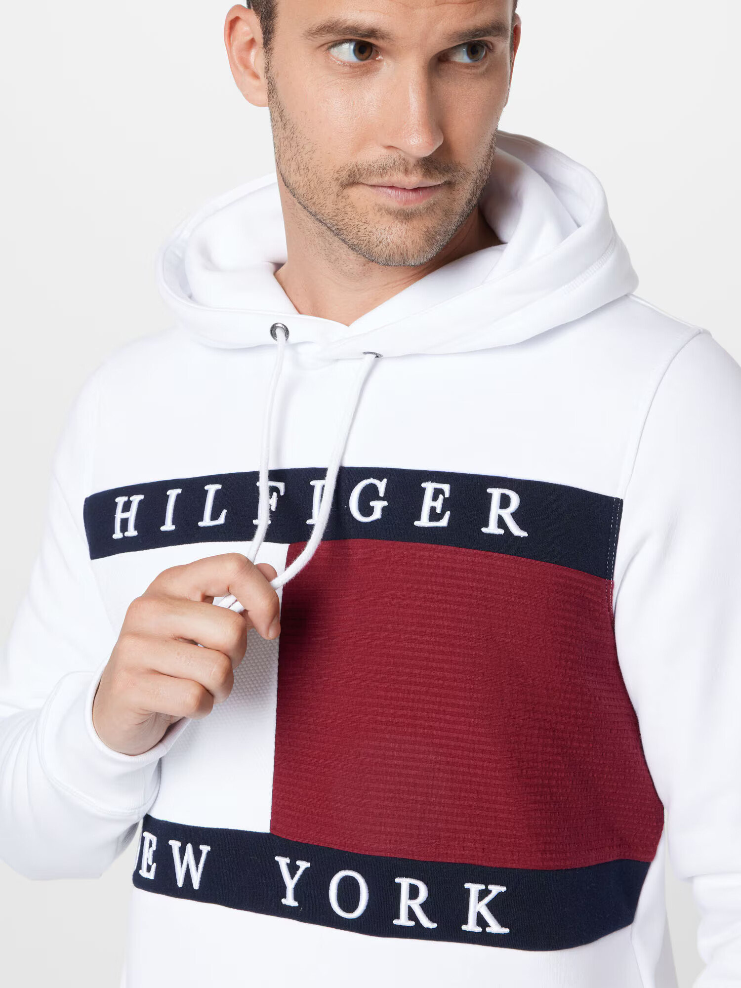 TOMMY HILFIGER Majica mornarska / vinsko rdeča / bela - Pepit.si