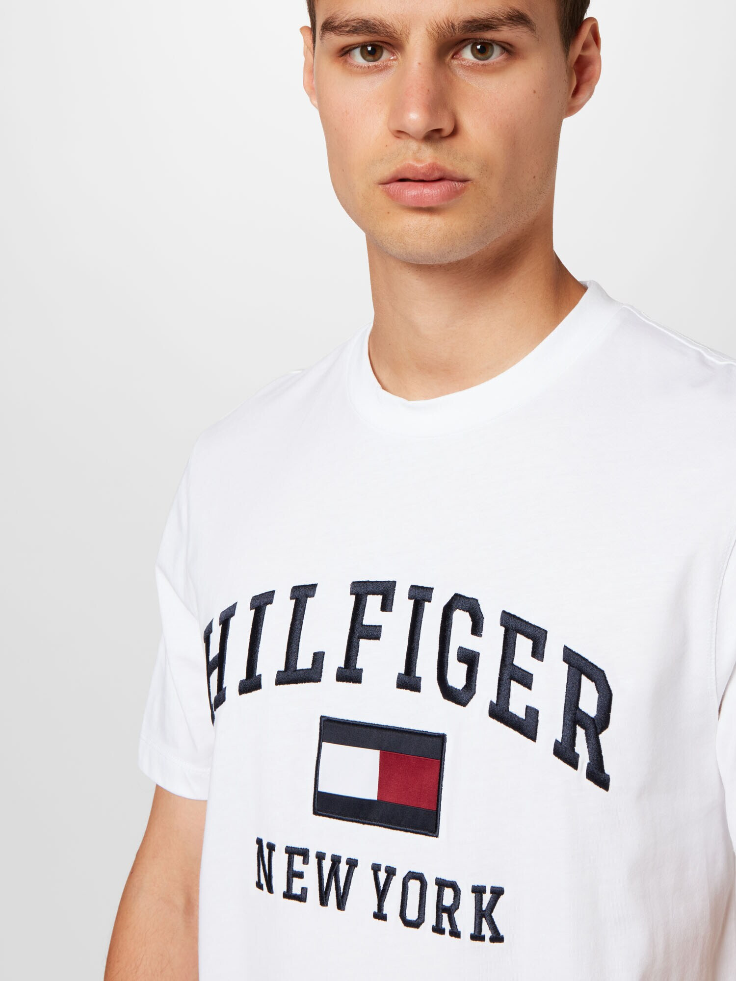 TOMMY HILFIGER Majica mornarska / krvavo rdeča / bela - Pepit.si