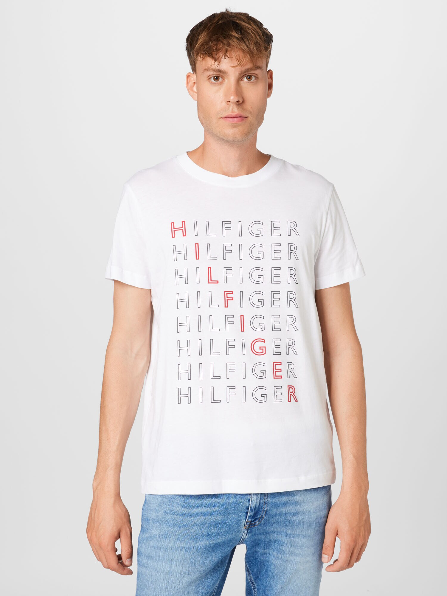 TOMMY HILFIGER Majica nočno modra / karminsko rdeča / bela - Pepit.si