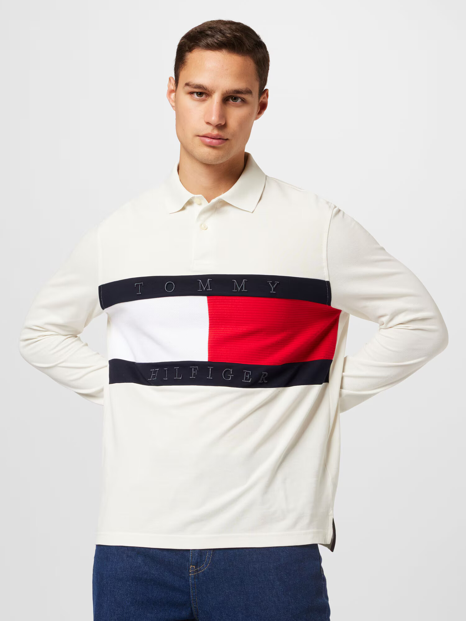 TOMMY HILFIGER Majica nočno modra / rdeča / bela - Pepit.si