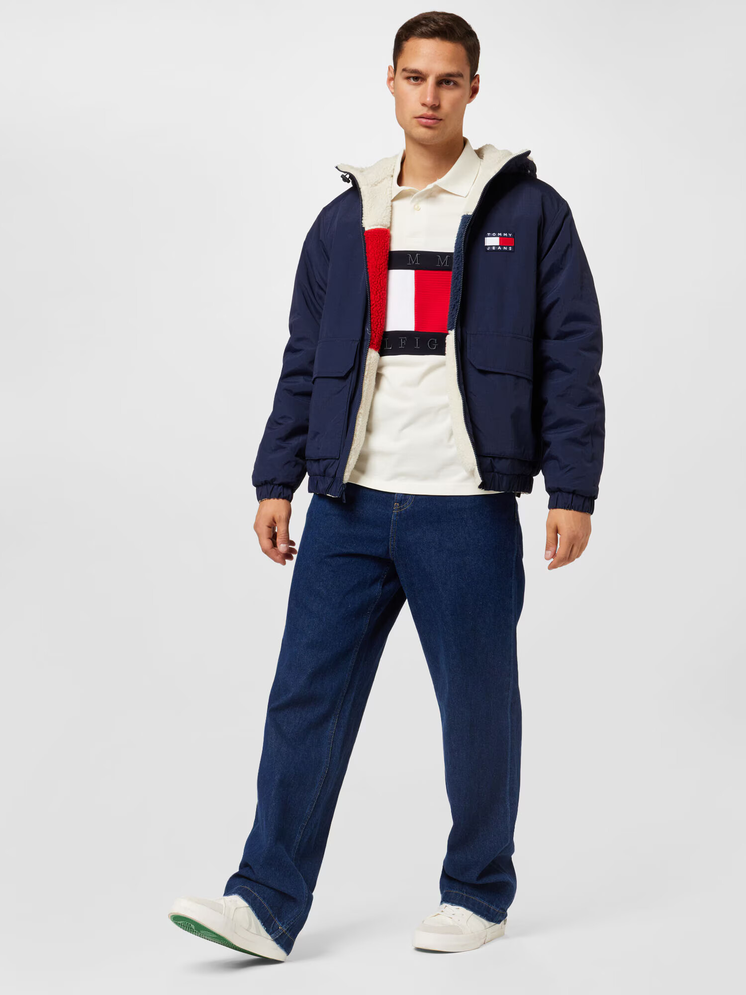 TOMMY HILFIGER Majica nočno modra / rdeča / bela - Pepit.si