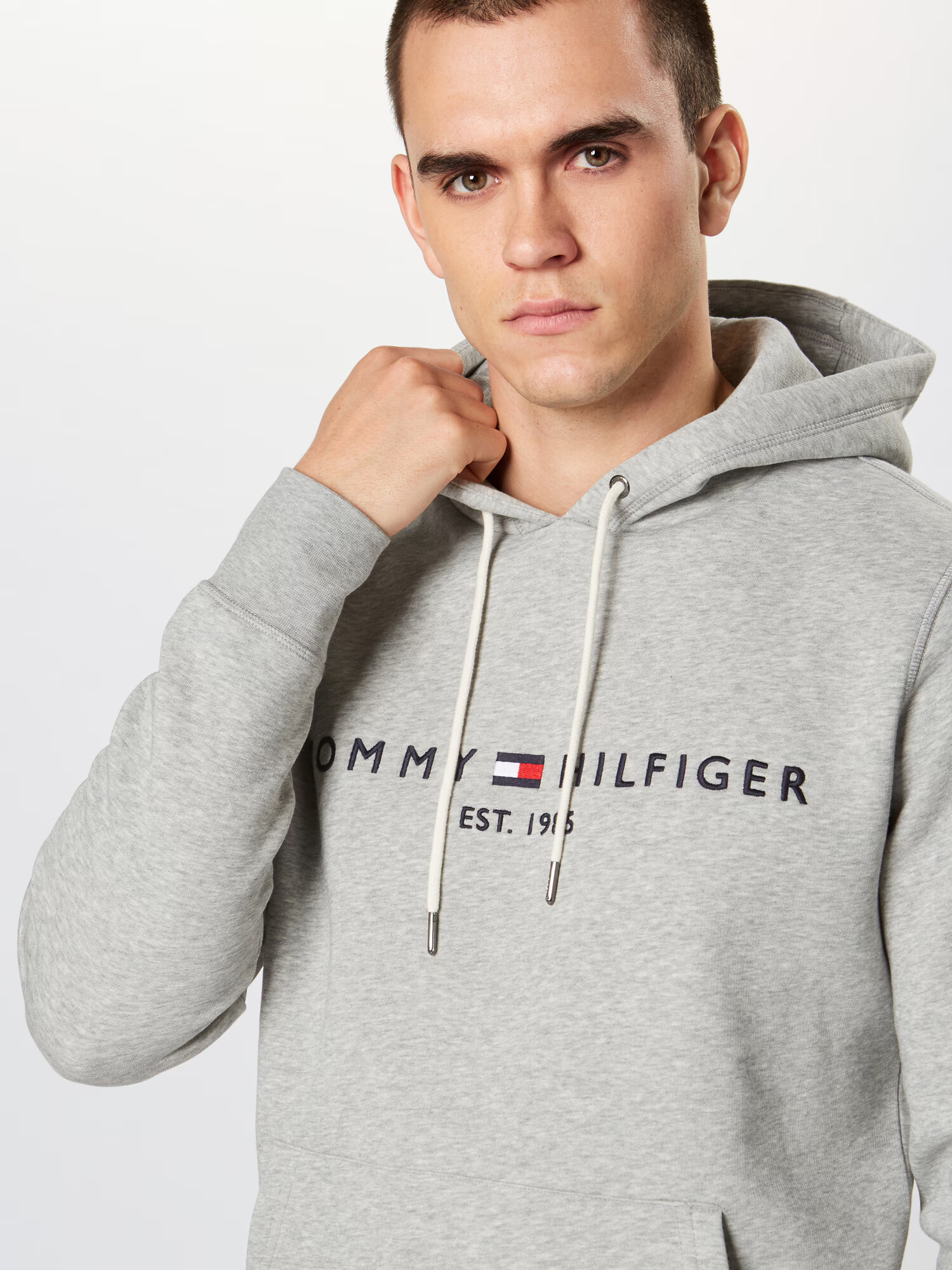 TOMMY HILFIGER Majica mornarska / pegasto siva / rdeča / bela - Pepit.si