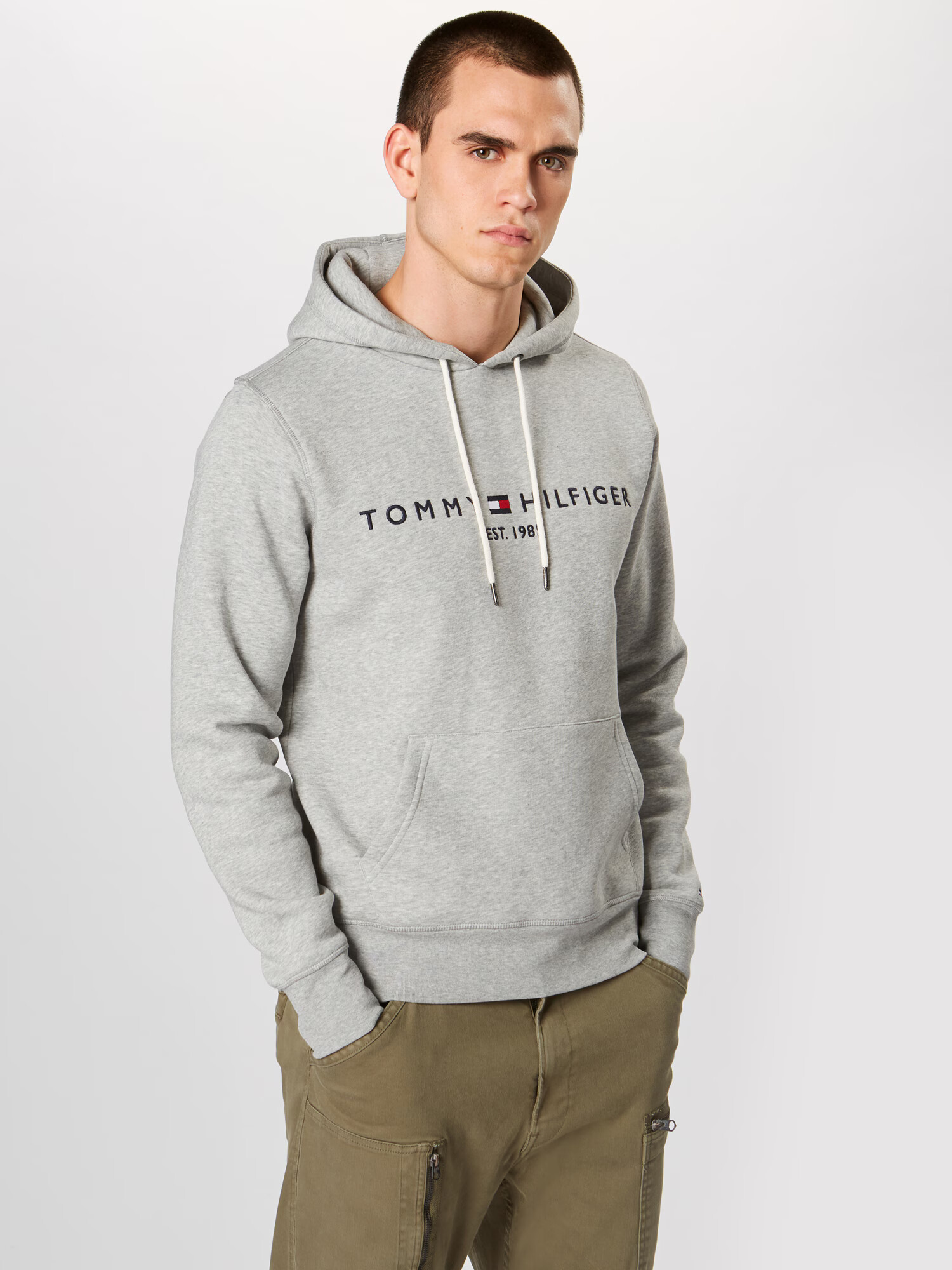 TOMMY HILFIGER Majica mornarska / pegasto siva / rdeča / bela - Pepit.si