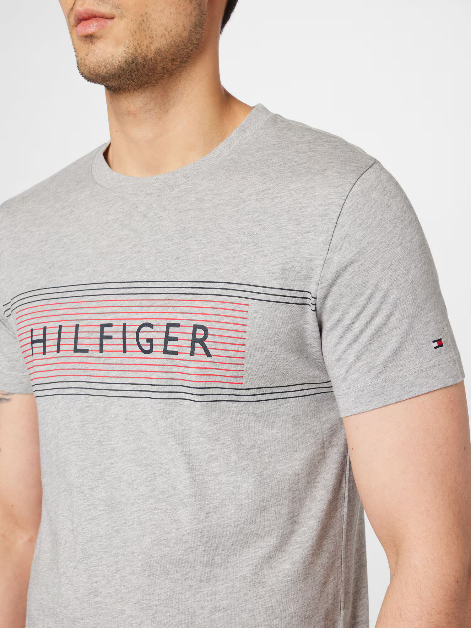 TOMMY HILFIGER Majica pegasto siva / rdeča / črna - Pepit.si