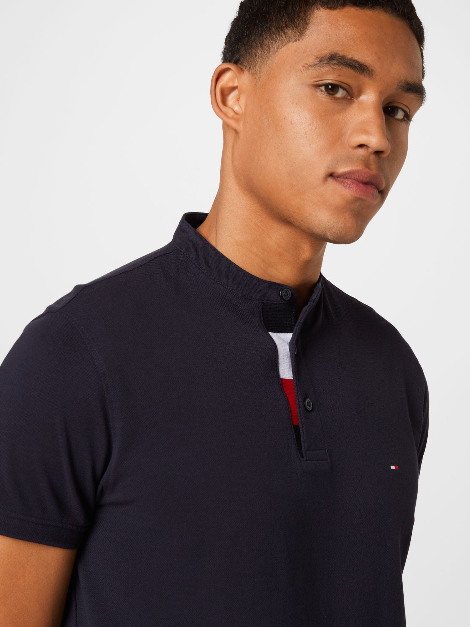 TOMMY HILFIGER Majica 'Placket MAO' črna - Pepit.si