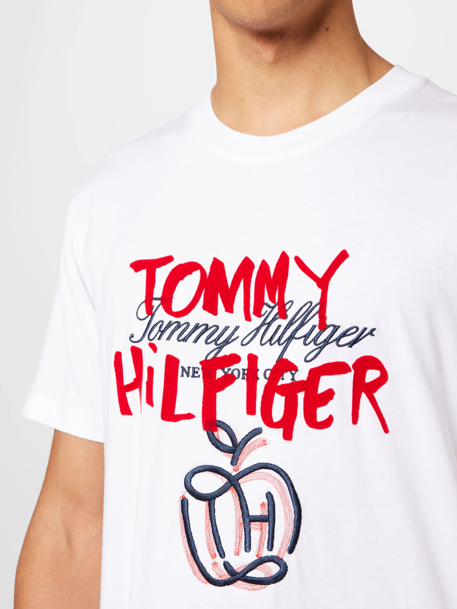 TOMMY HILFIGER Majica 'POP' mornarska / rdeča / bela - Pepit.si