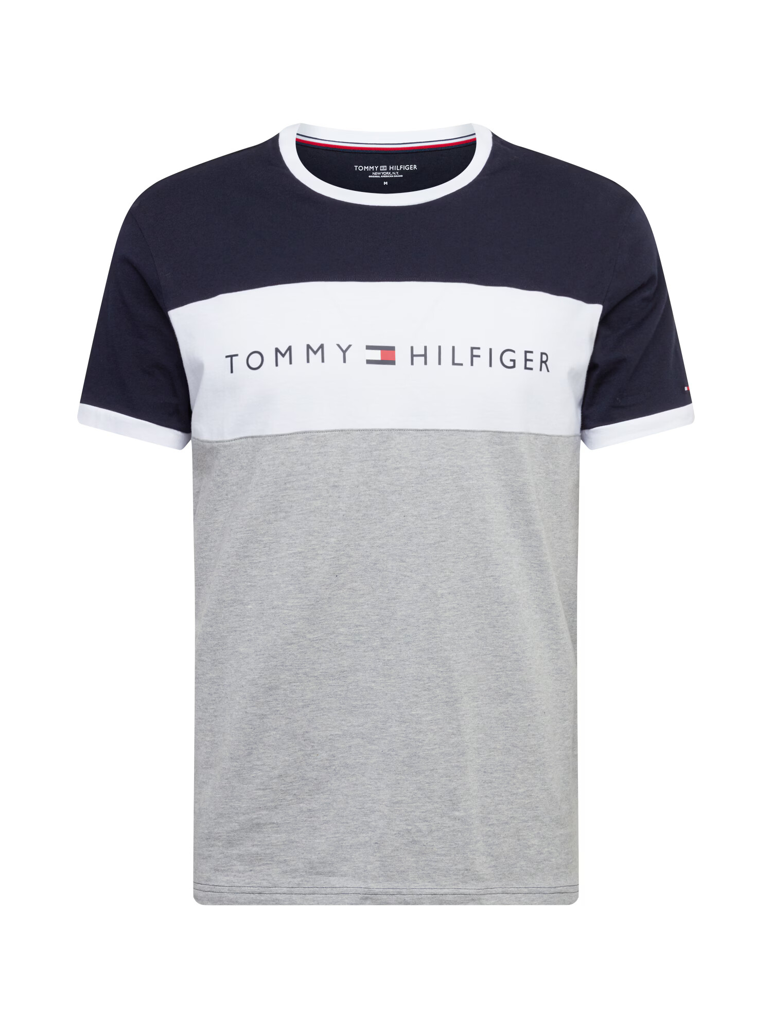 TOMMY HILFIGER Majica siva / bela / mornarska - Pepit.si