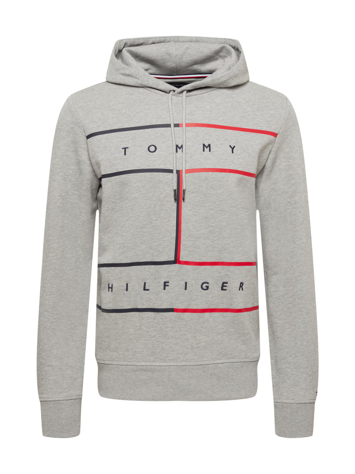 TOMMY HILFIGER Majica mornarska / pegasto siva / rdeča - Pepit.si