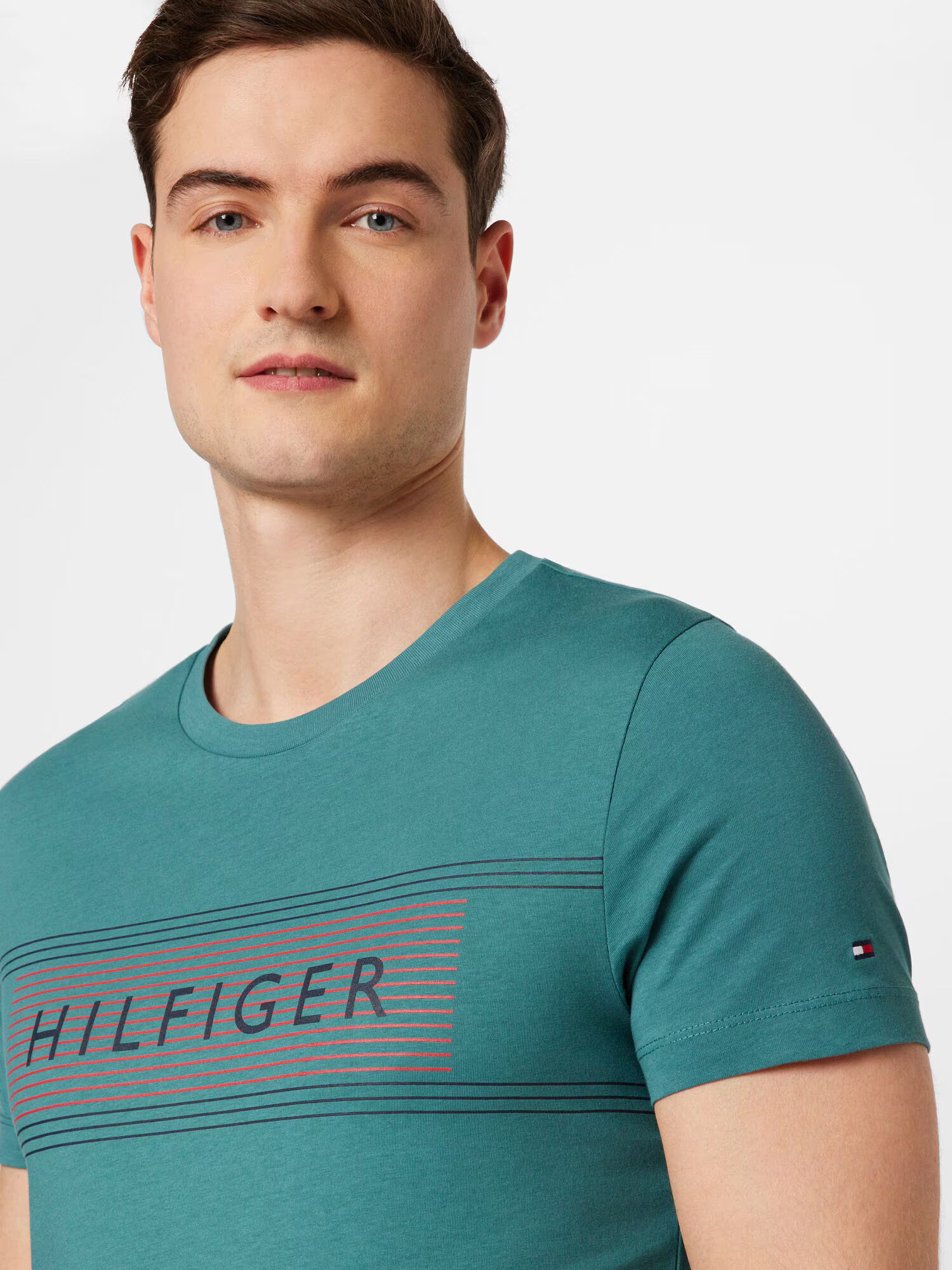 TOMMY HILFIGER Majica smaragd / rdeča / črna - Pepit.si