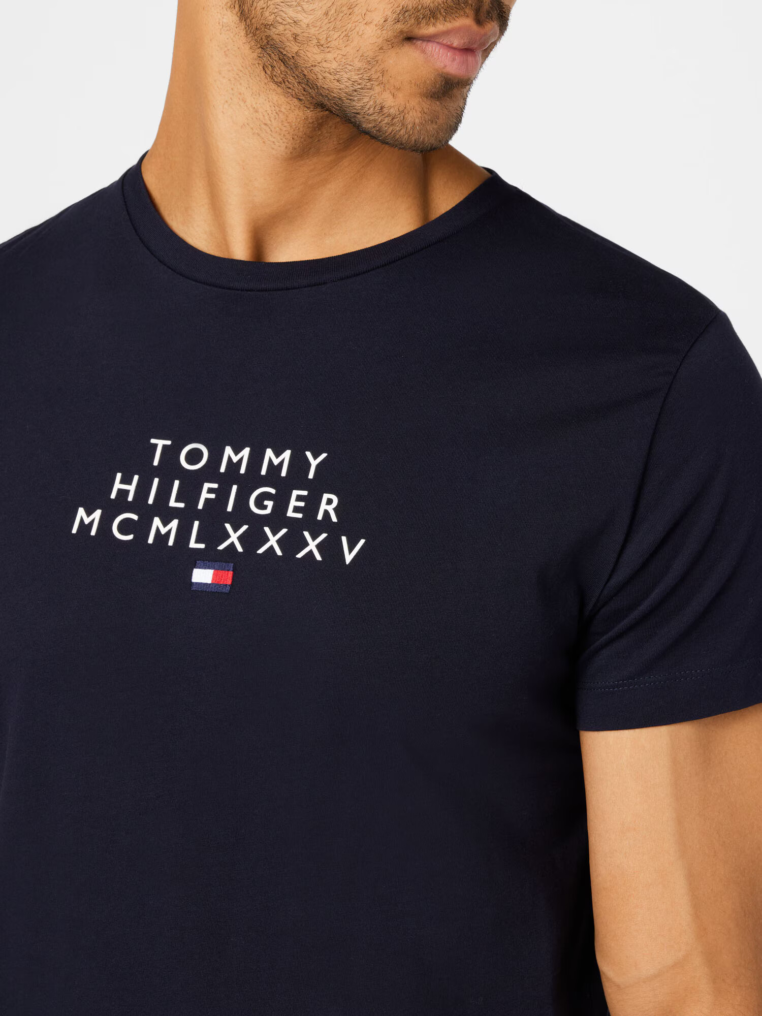 TOMMY HILFIGER Majica nočno modra / rdeča / bela - Pepit.si