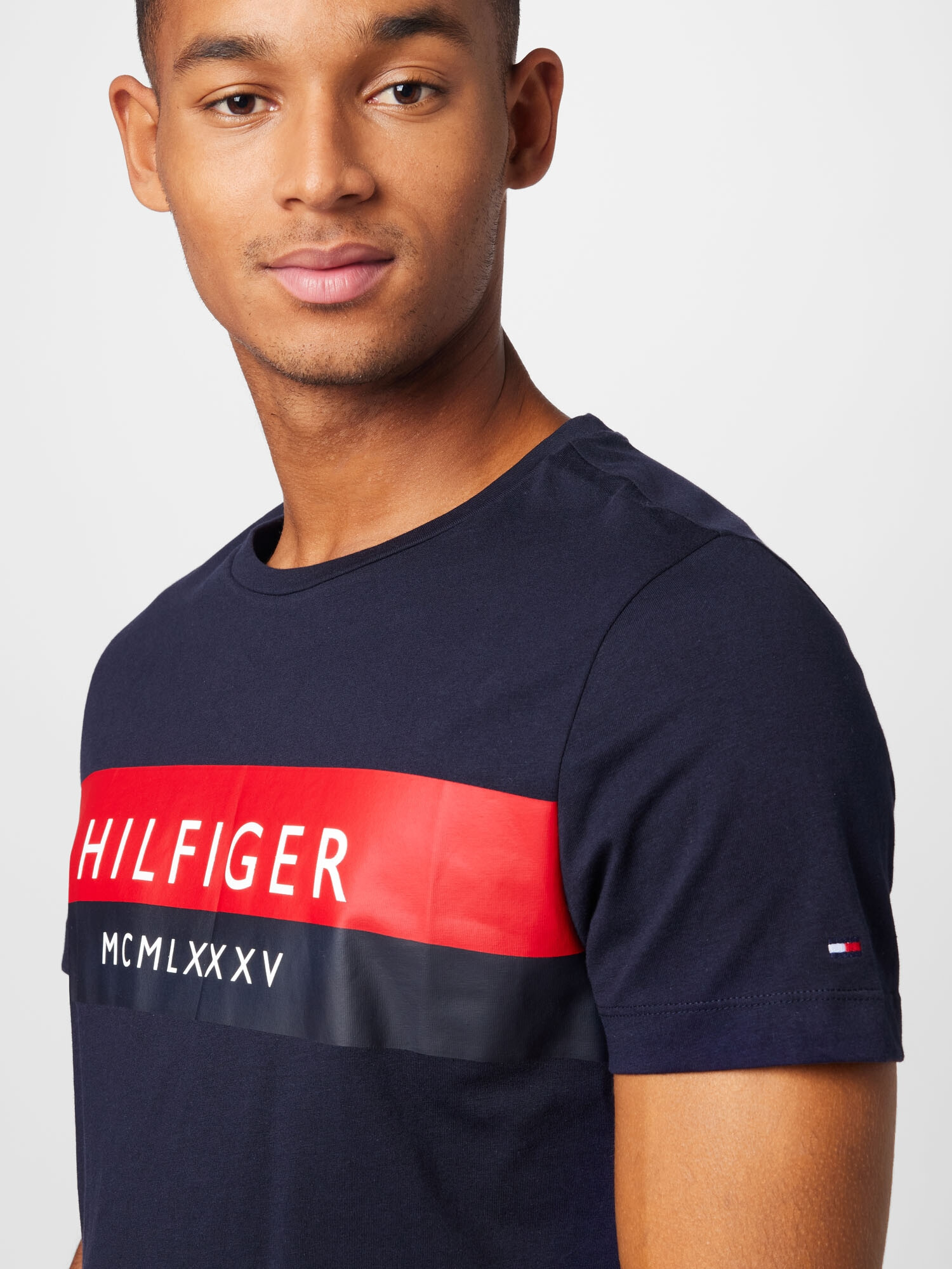 TOMMY HILFIGER Majica temno modra / svetlo rdeča / bela - Pepit.si